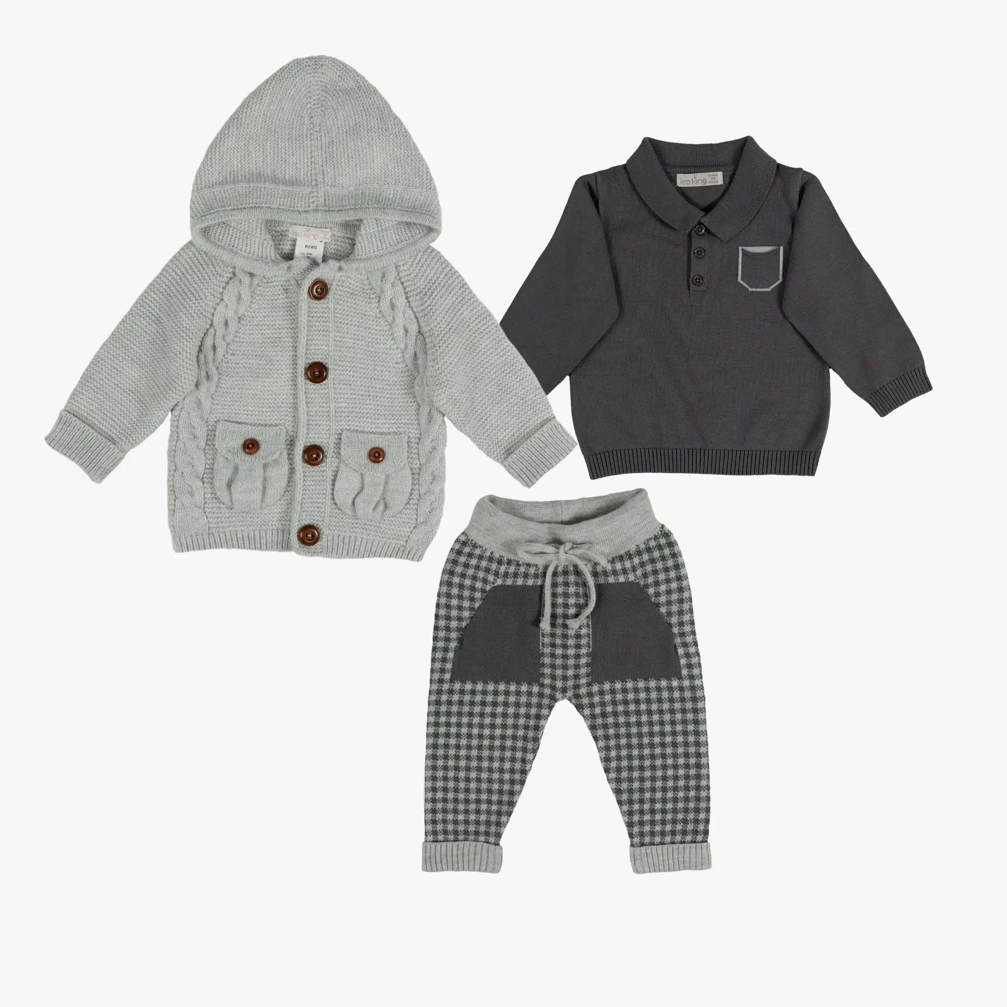 Baby Boy Gray 3-pc Wool Set