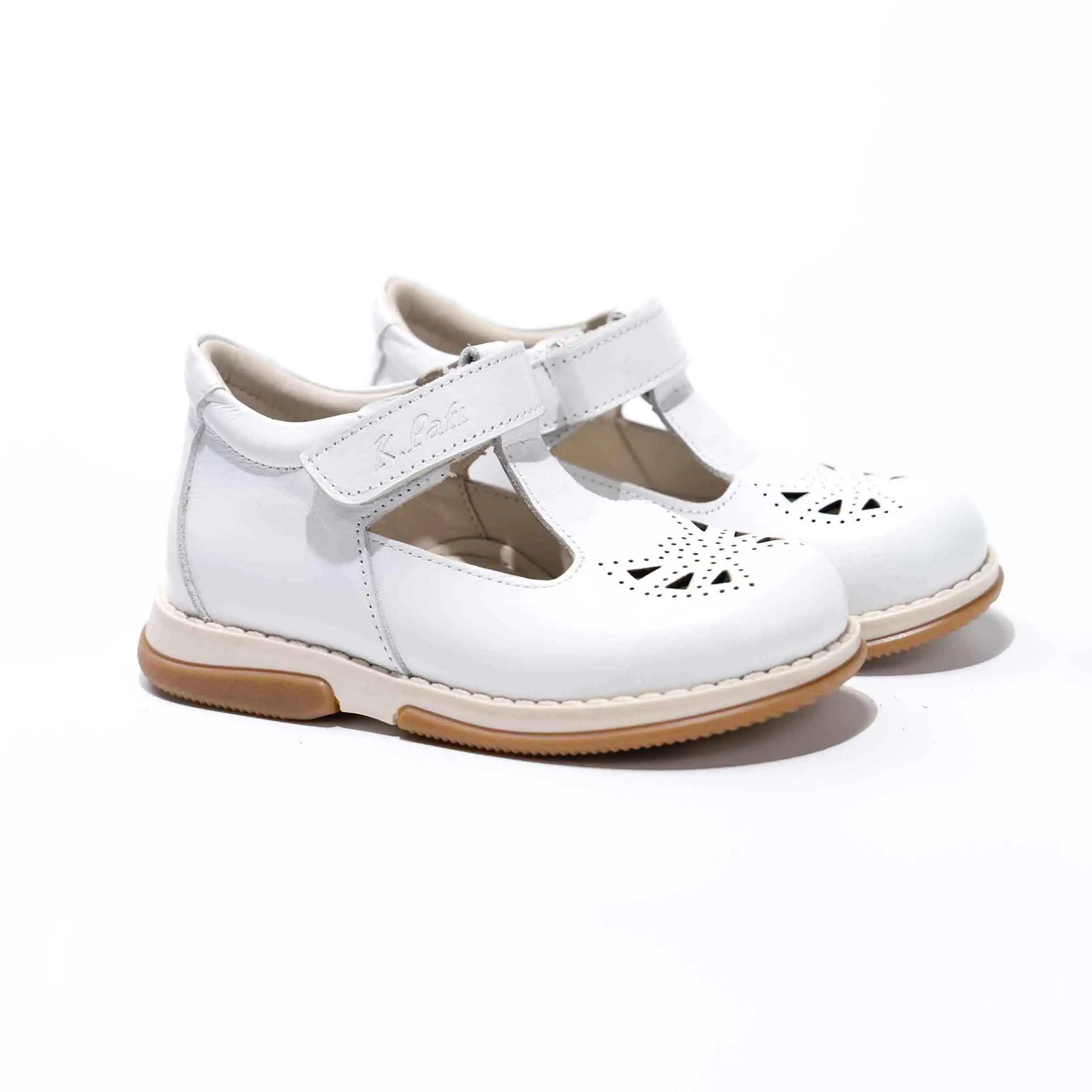 Girls White Leather Sandals