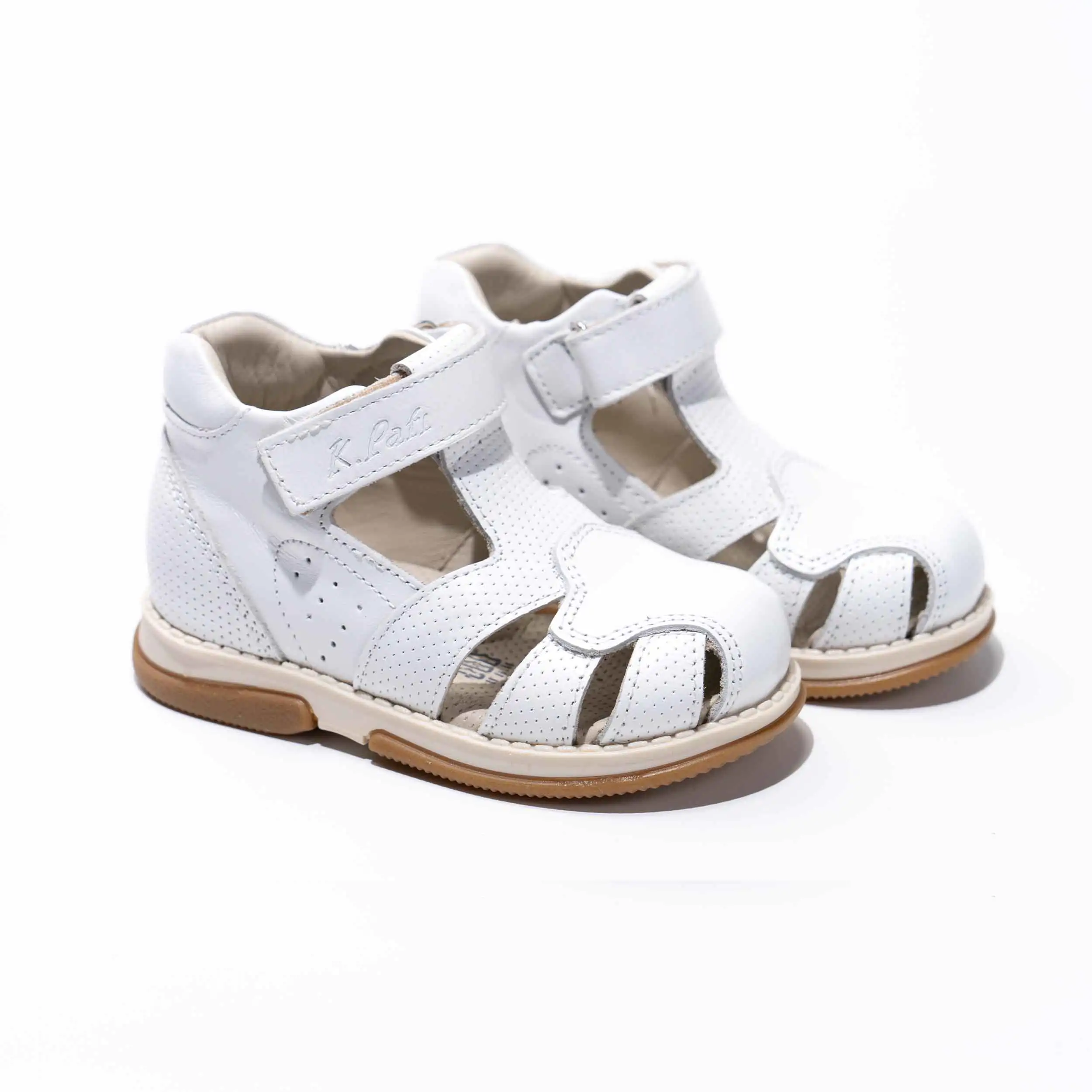 Girls White Leather Sandals