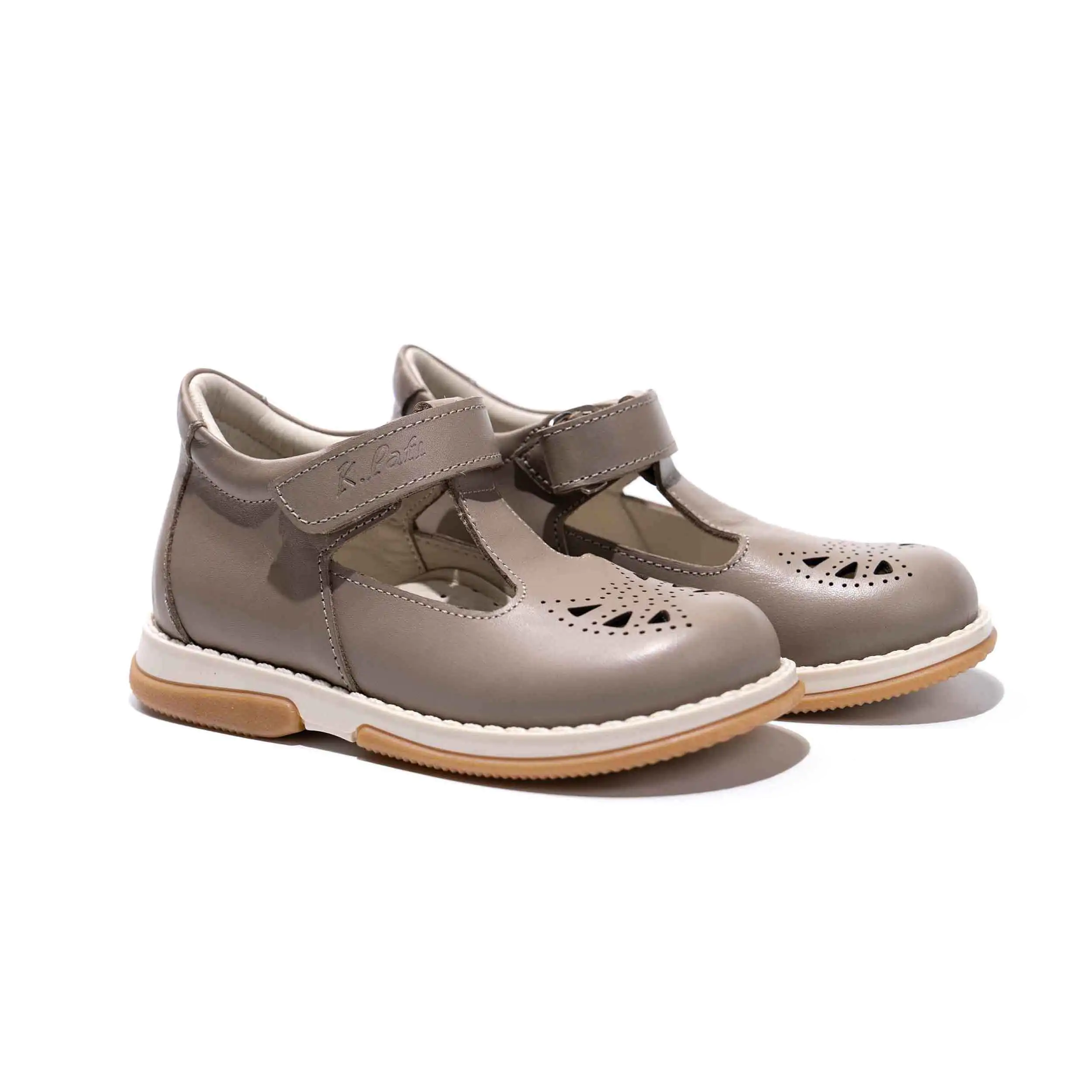 Girls Beige Leather Sandals