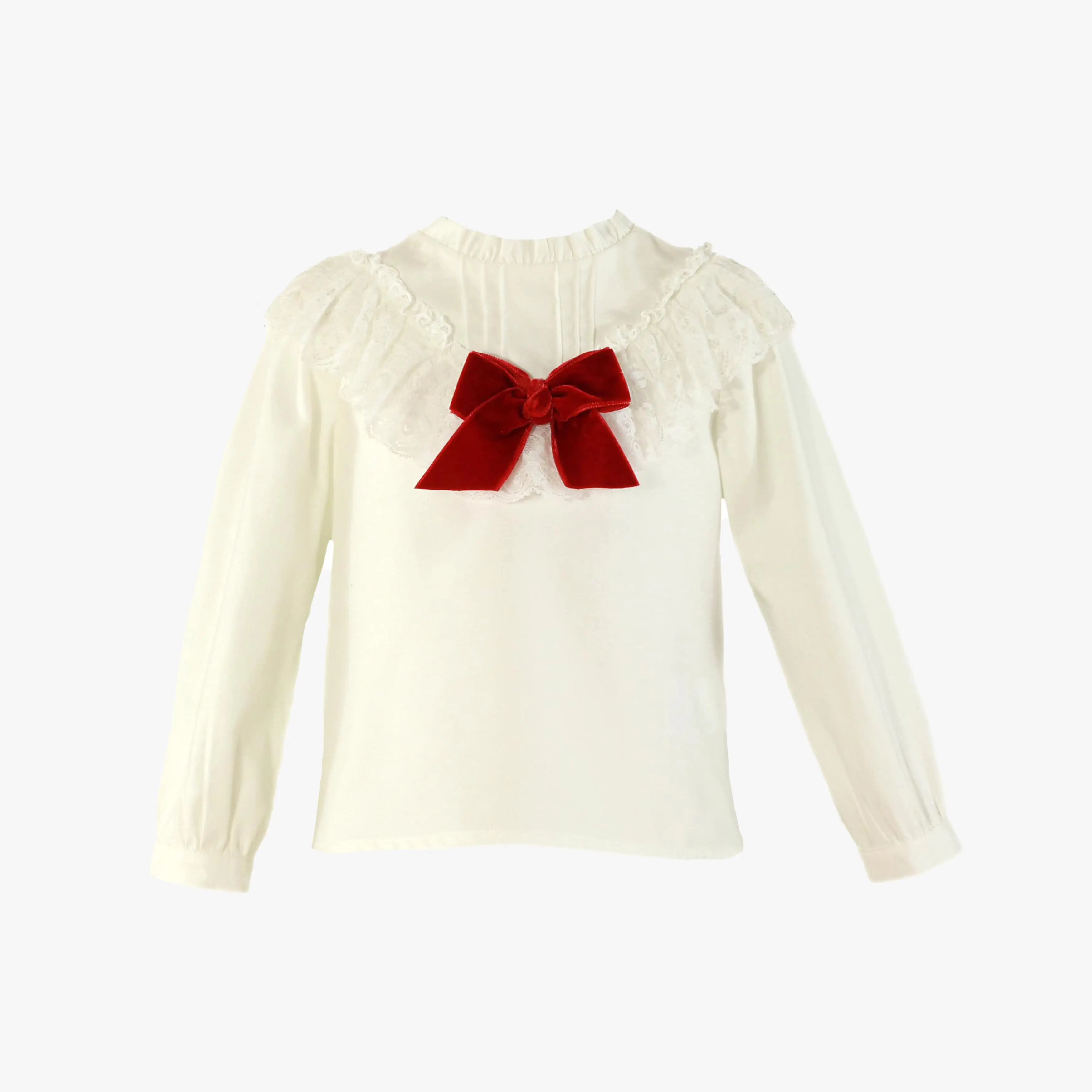 Girls White & Red Bow Shirt