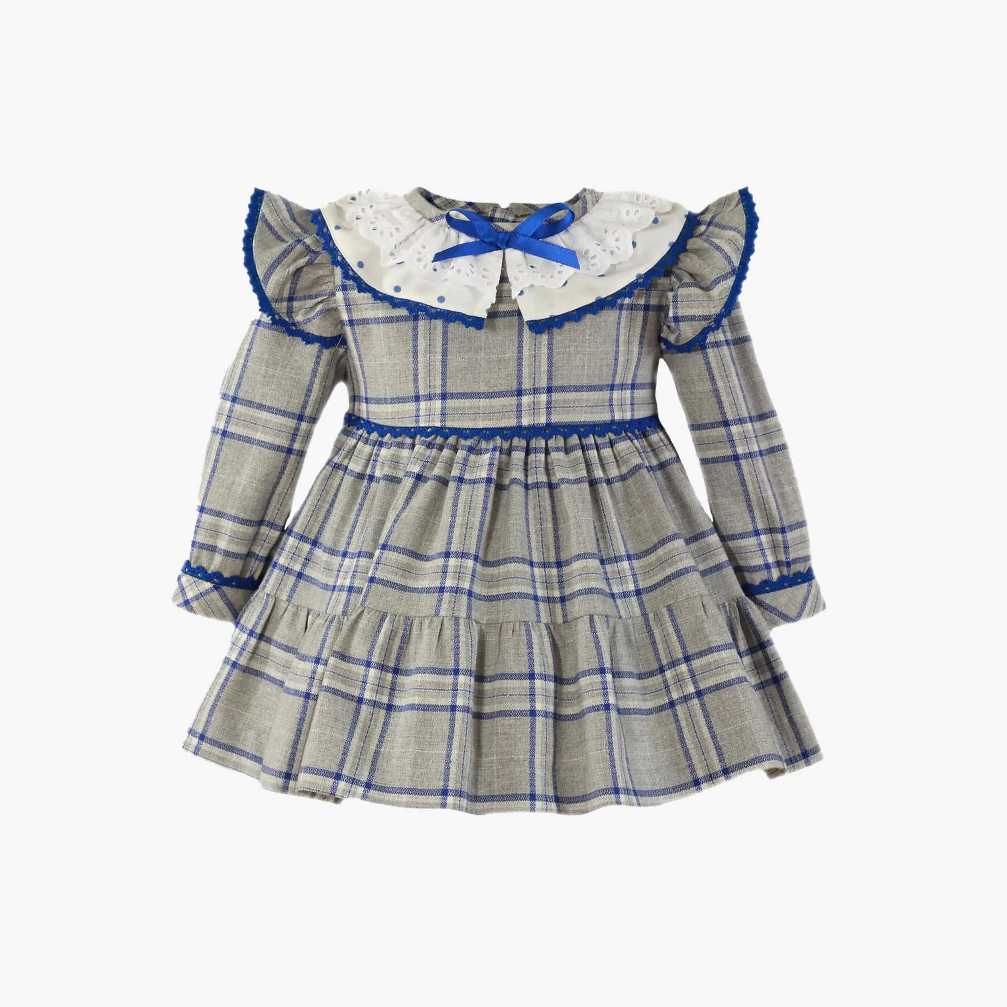 Baby Girls Gray & Blue Check Dress