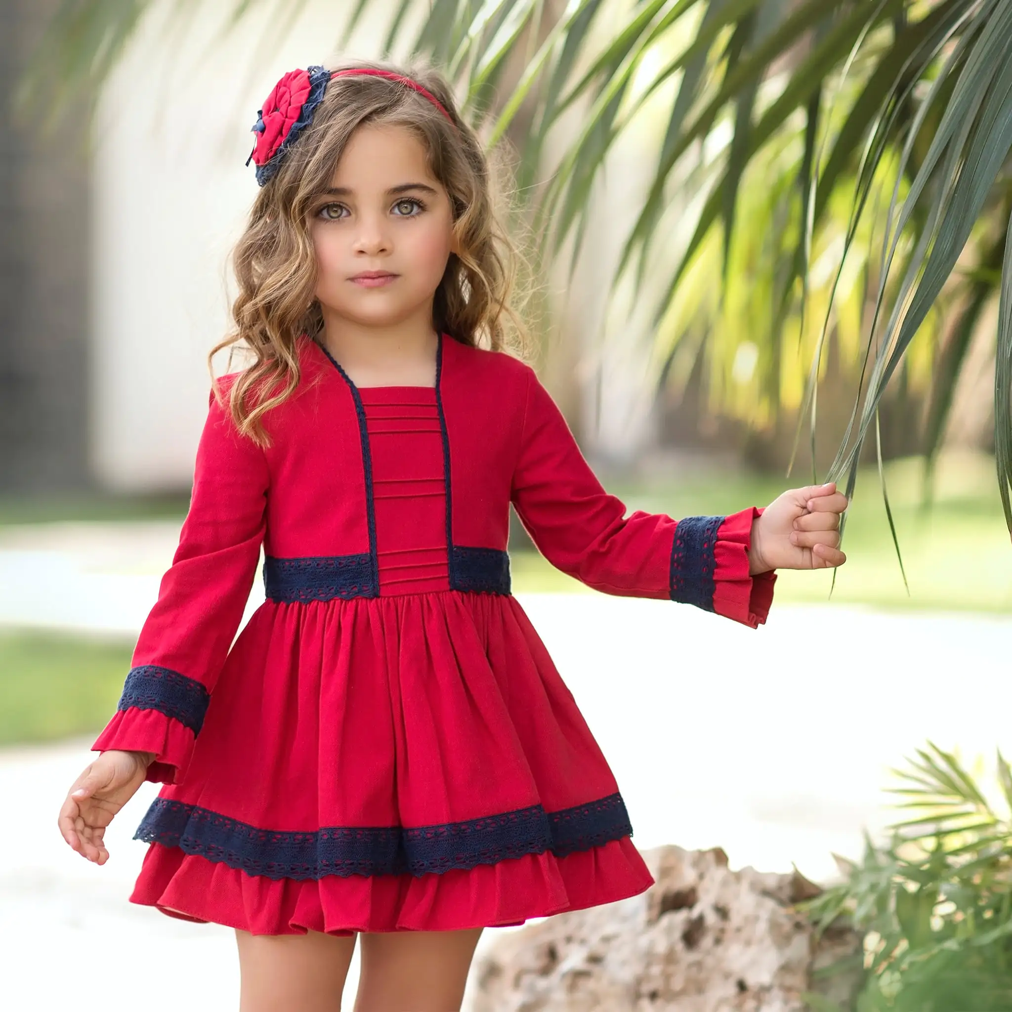 Girls Red Cotton Dress