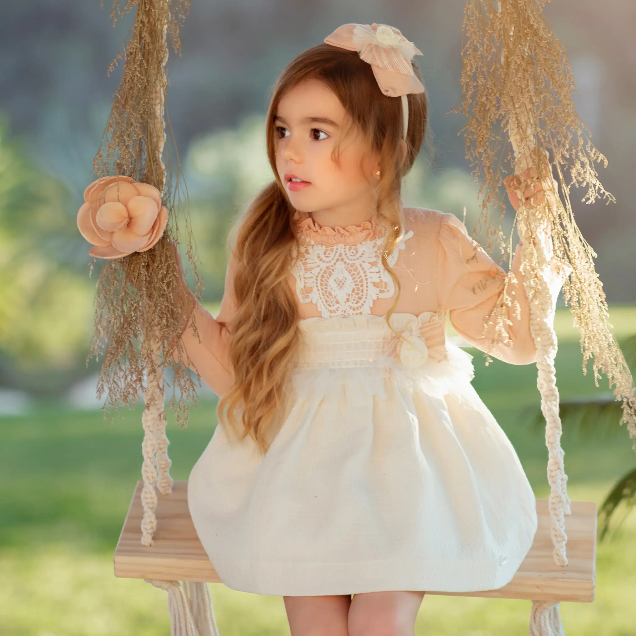 Baby Girl Pink & Ivory Cotton Dress