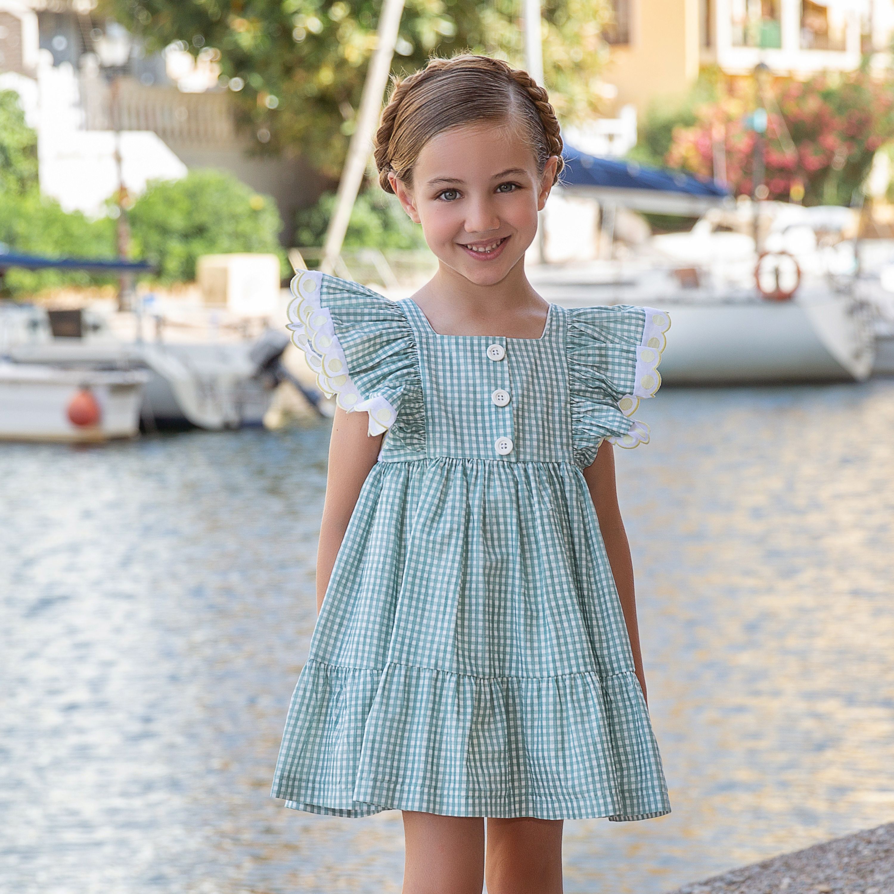 Girls Green Cotton Dress