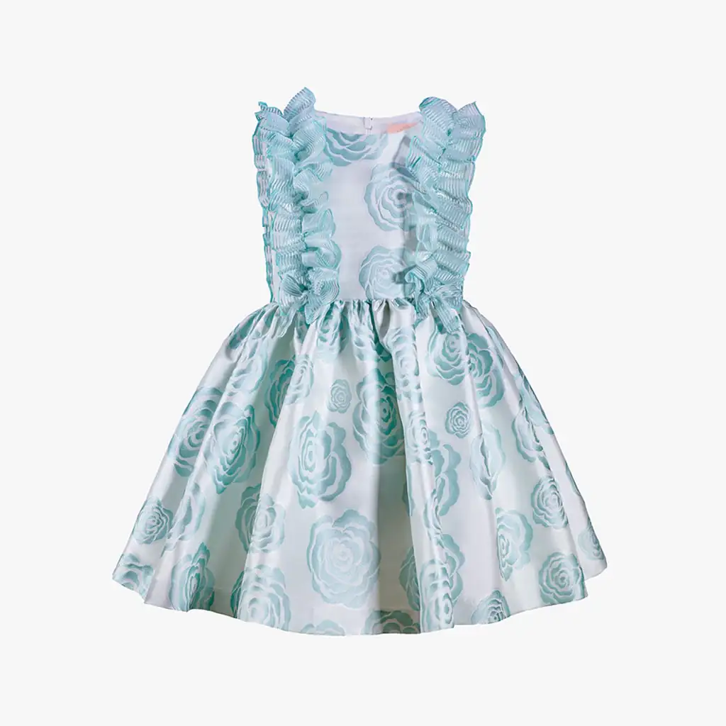 Girls Turquoise Blue Silky Dress