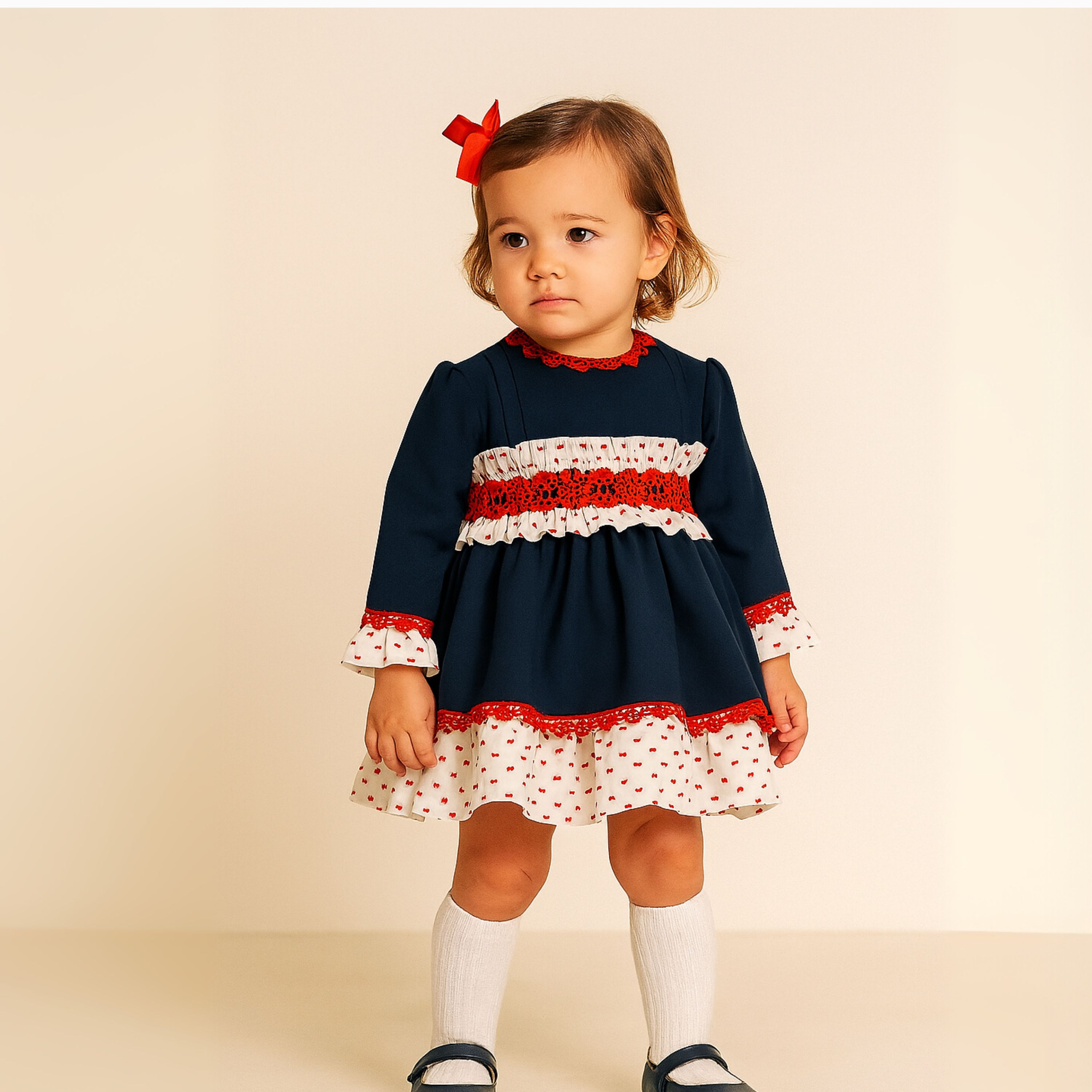 Baby Girl Blue, White & Red Dress