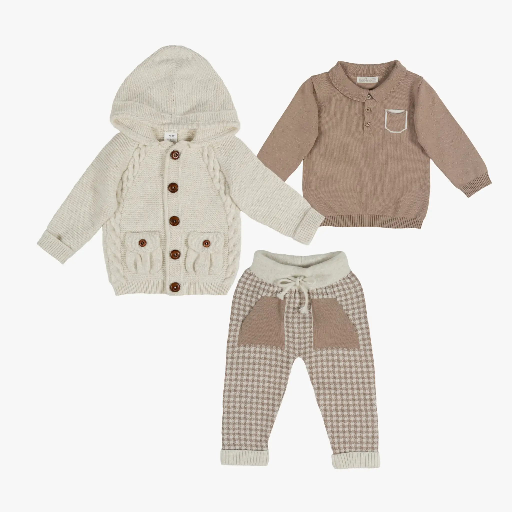 Baby Boy Beige 3-pc Wool Set