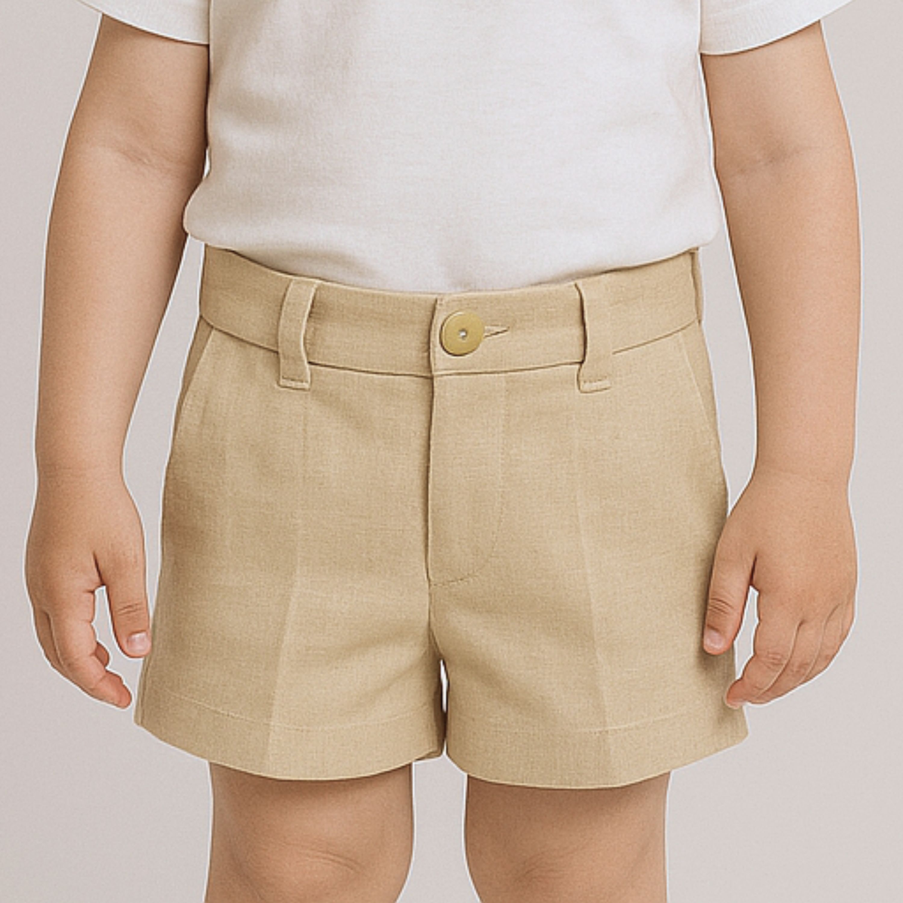 Boys Beige Cotton Shorts