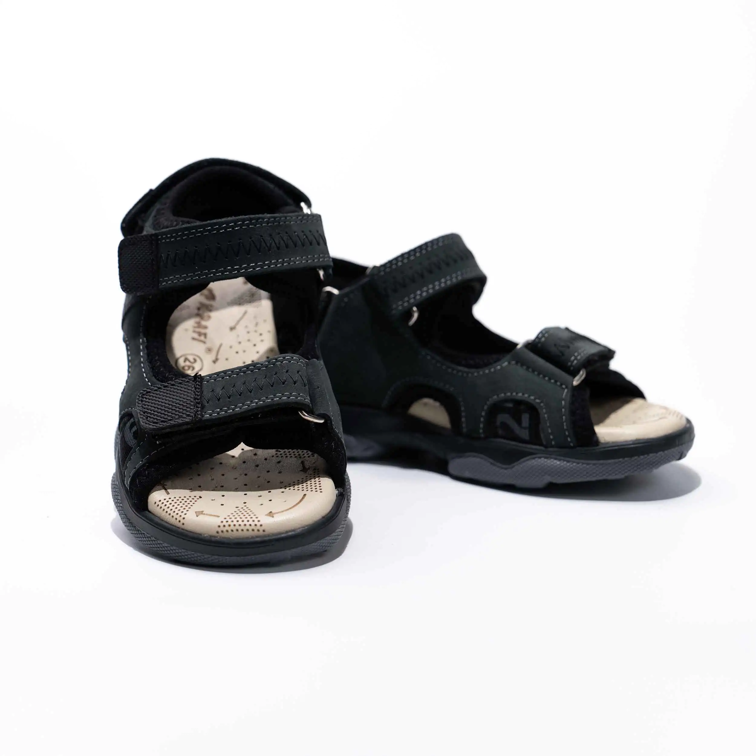 Boys Black Leather Sandals