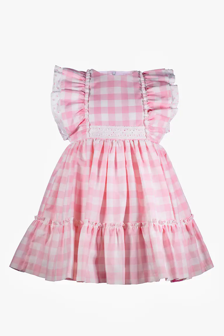 Girls Pink & White Cotton Dress