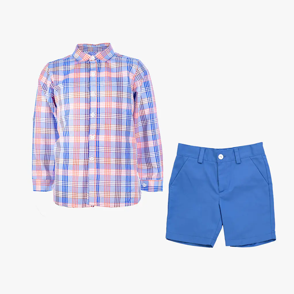 Boys Blue & Red Cotton Set