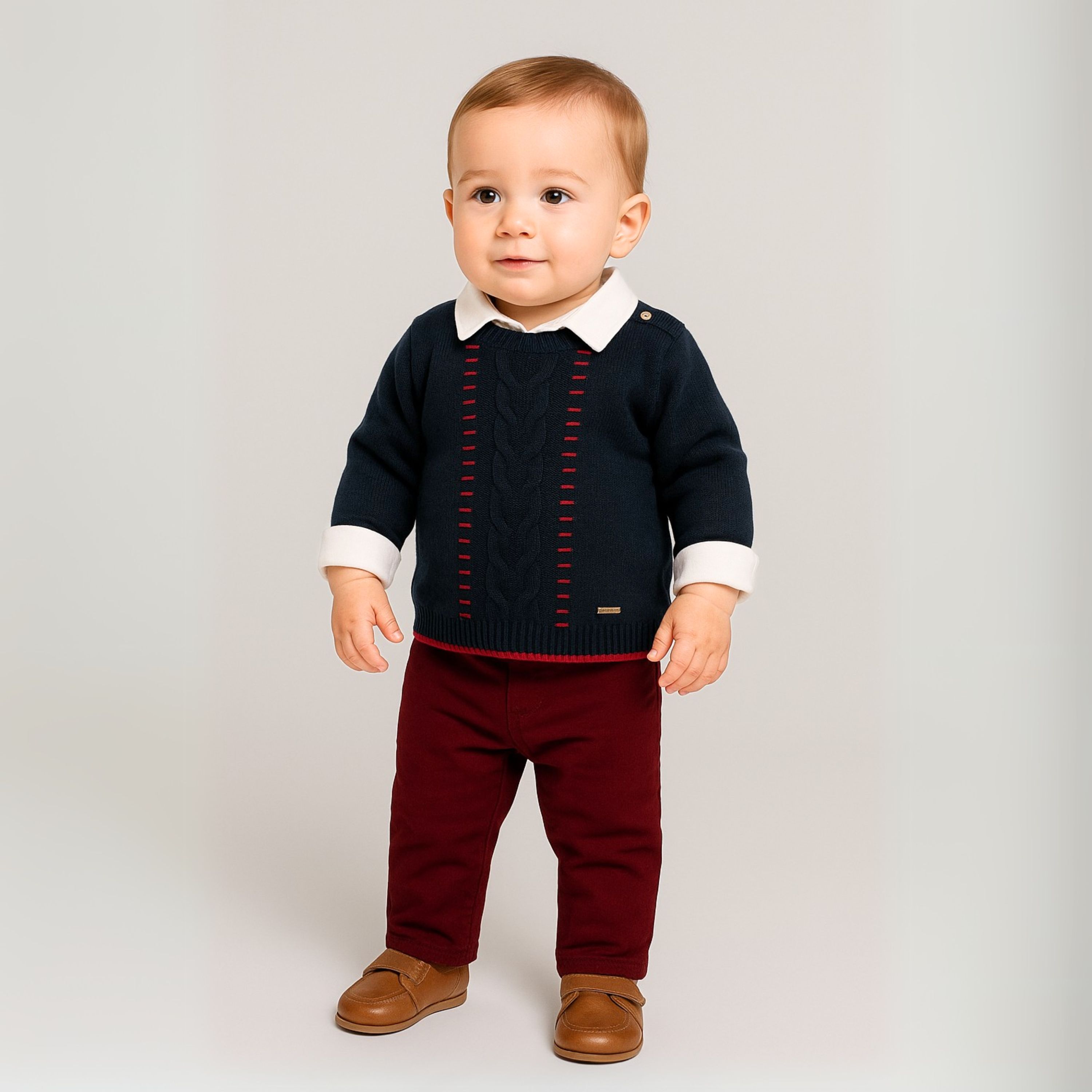 Baby Boy Blue & Burgundy Set