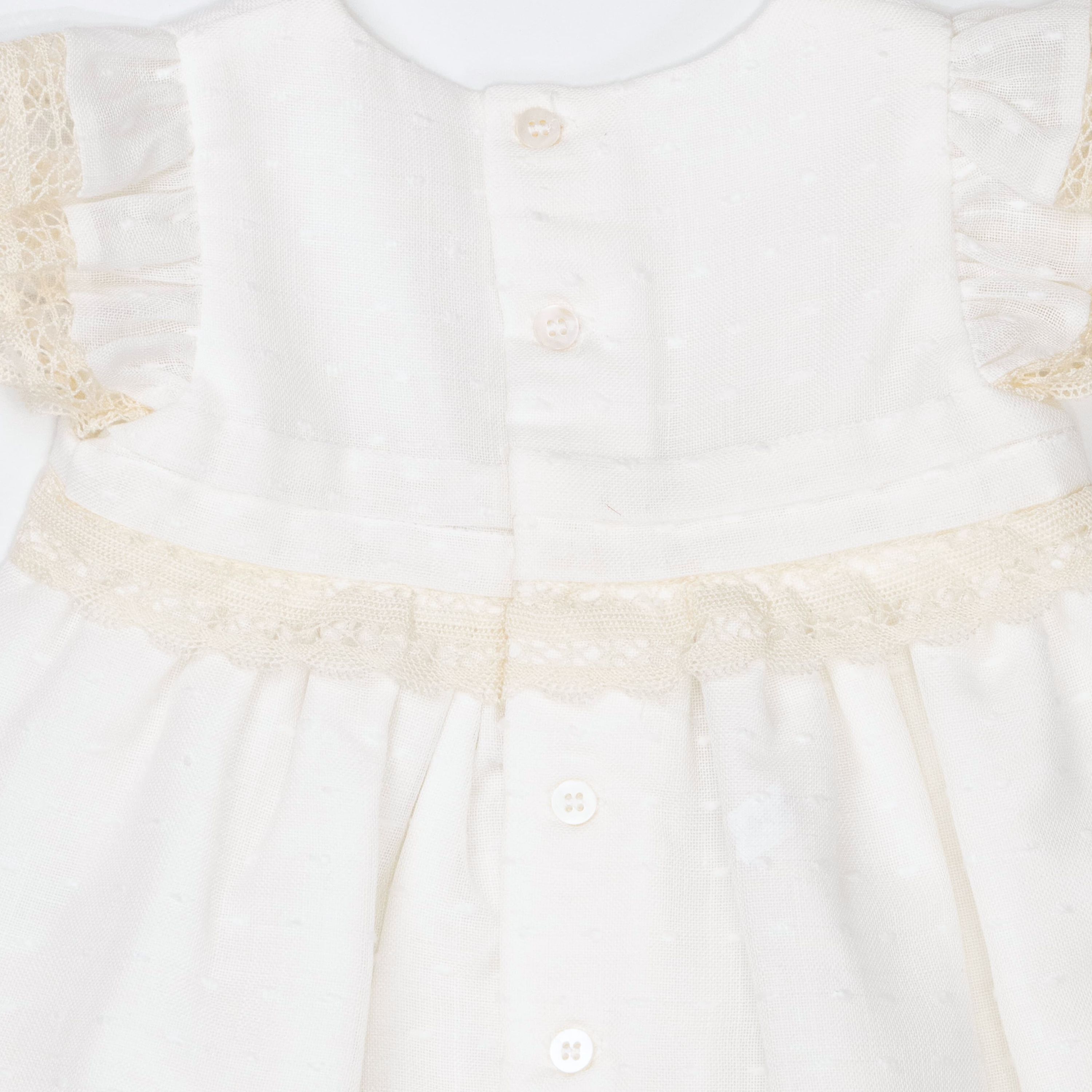 Baby Girl Short-Sleeve Ivory Dress