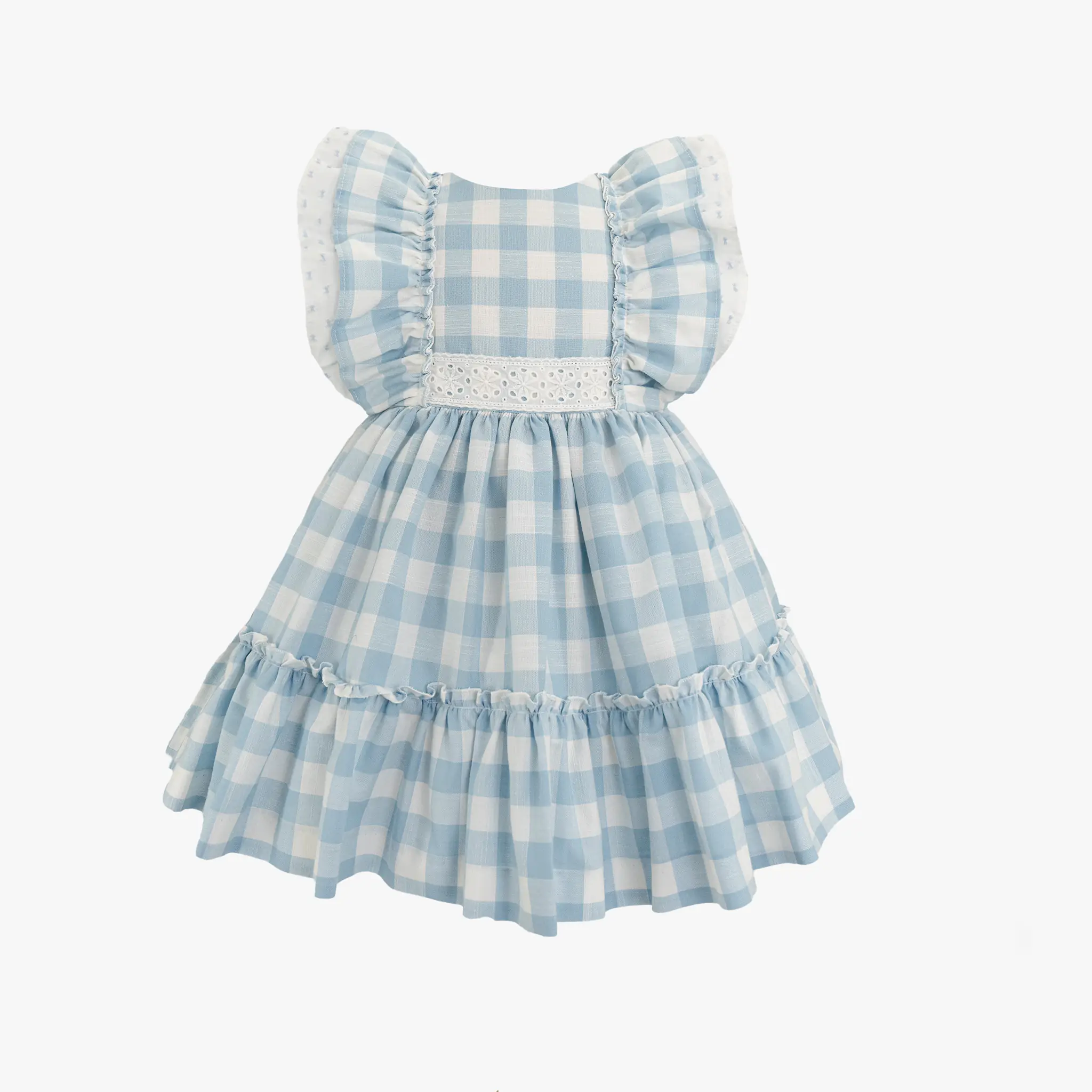 Girls Light Blue & White Cotton Dress