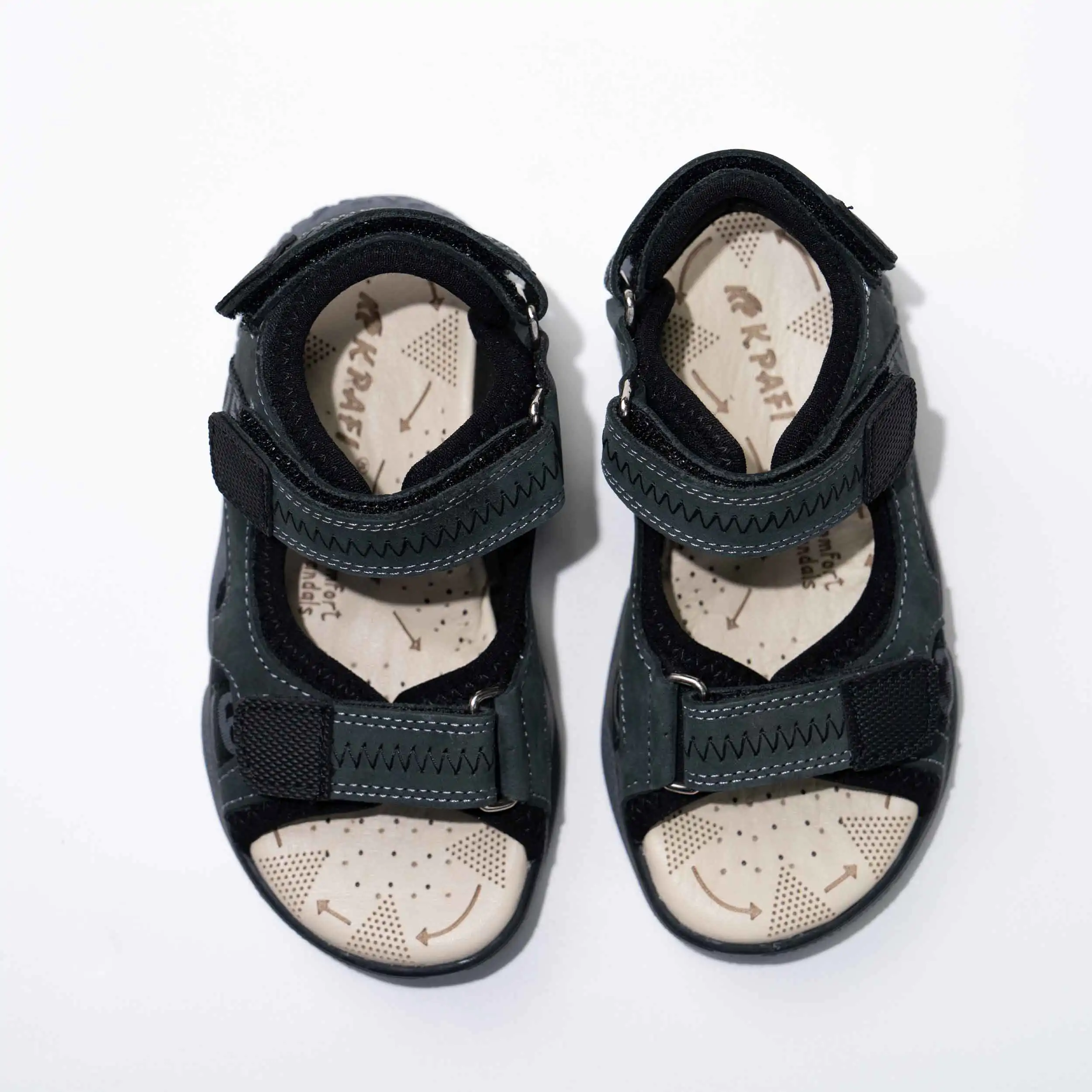 Boys Black Leather Sandals