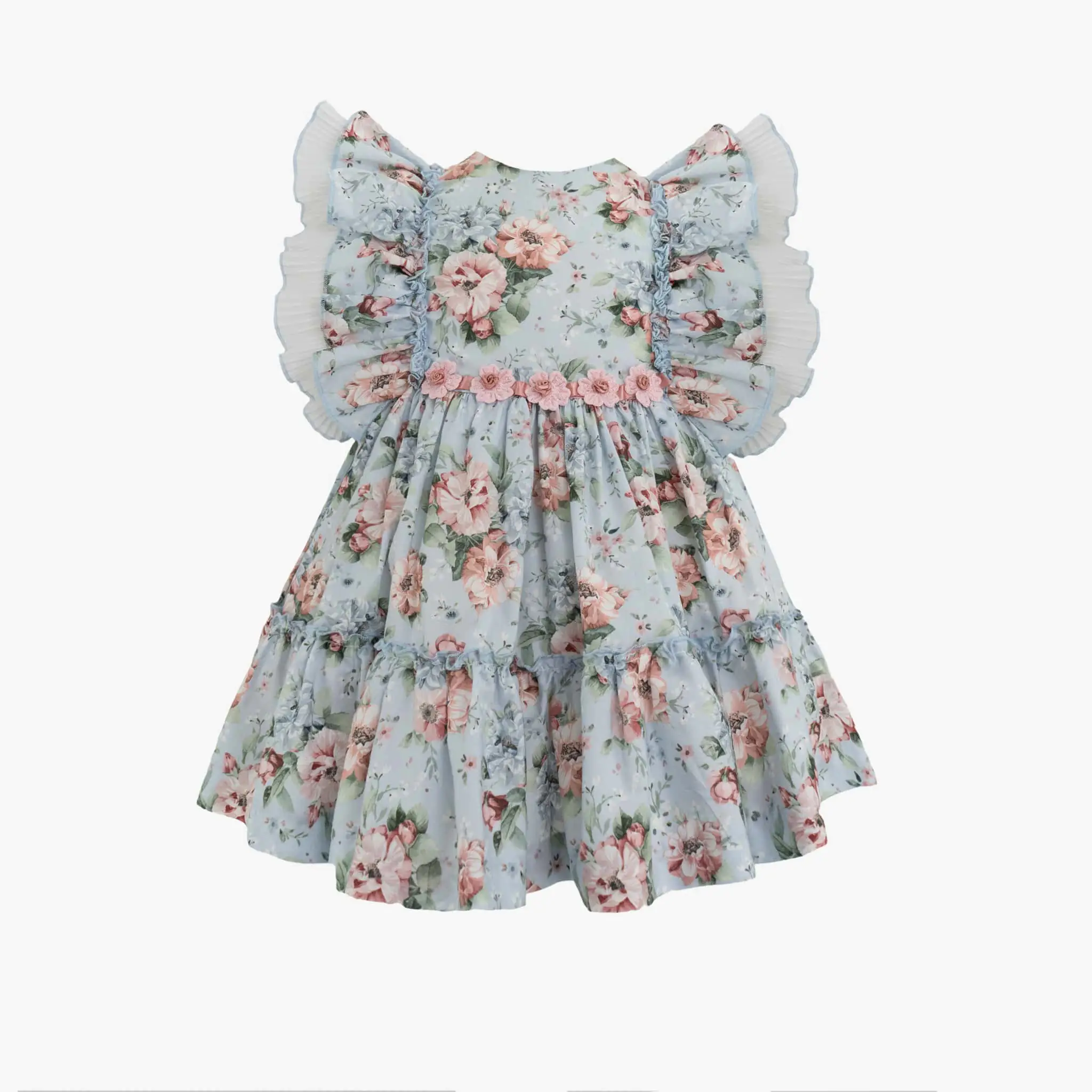 Girls Blue Floral Cotton Dress