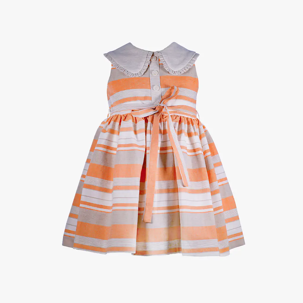 Girls Orange Cotton Dress