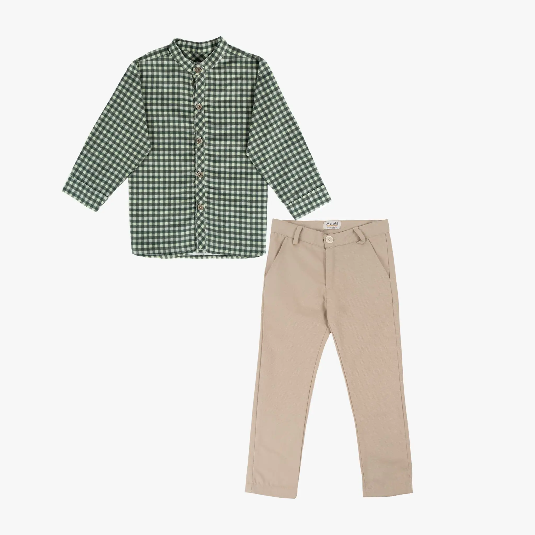 Boys Green & Beige Check 2-piece Set