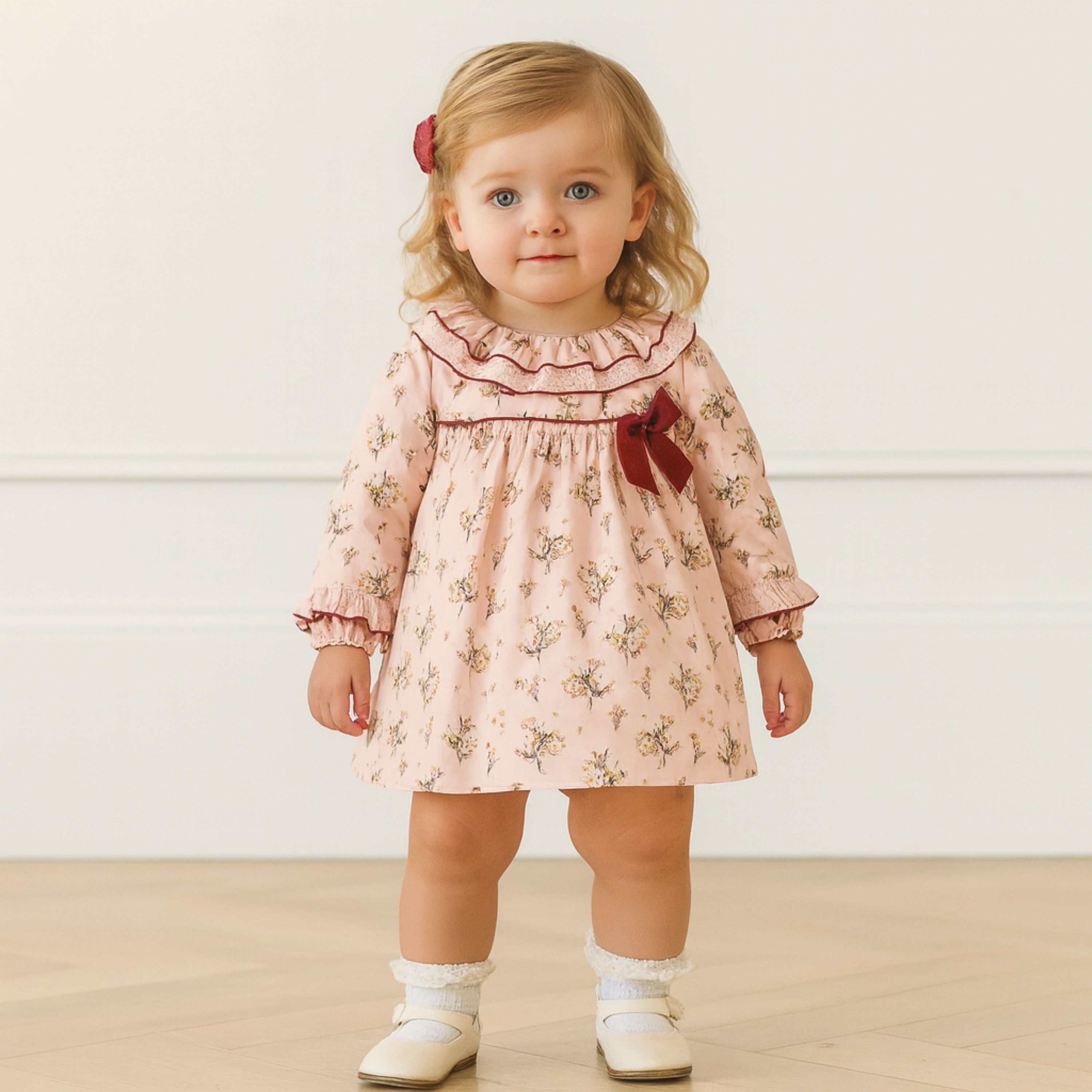 Baby Girl Pink Floral Ruffle Dress