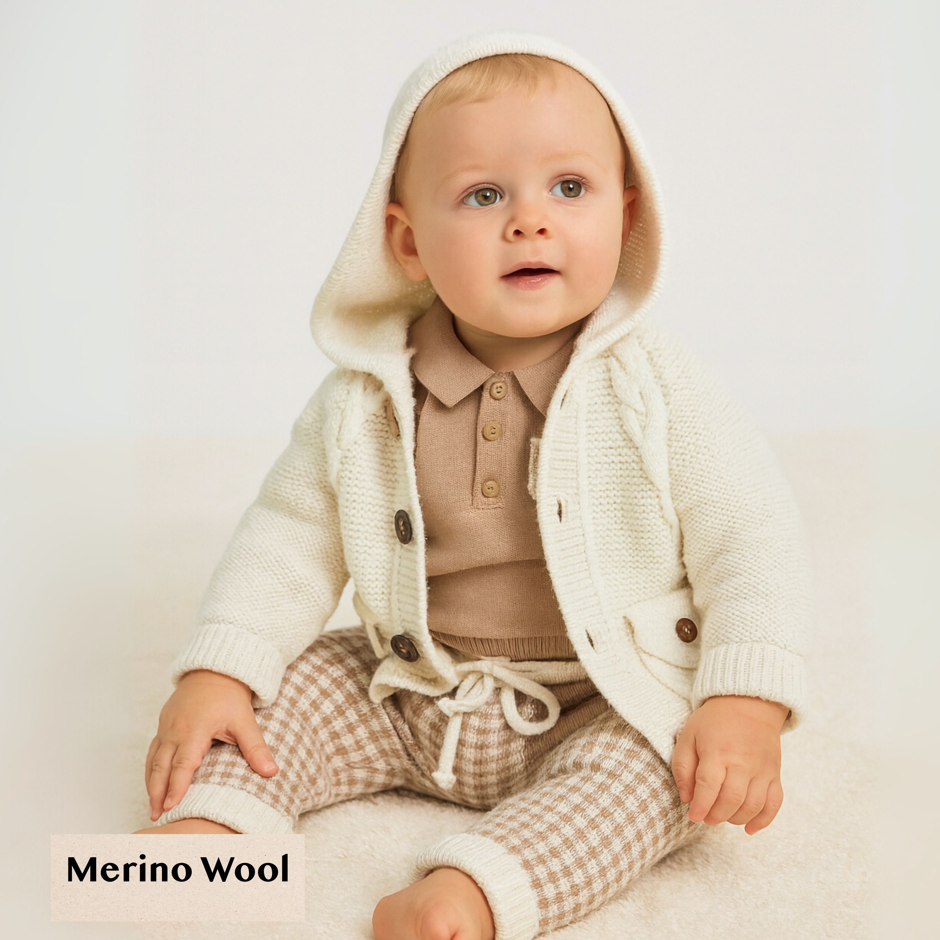 Baby Boy Beige 3-pc Wool Set