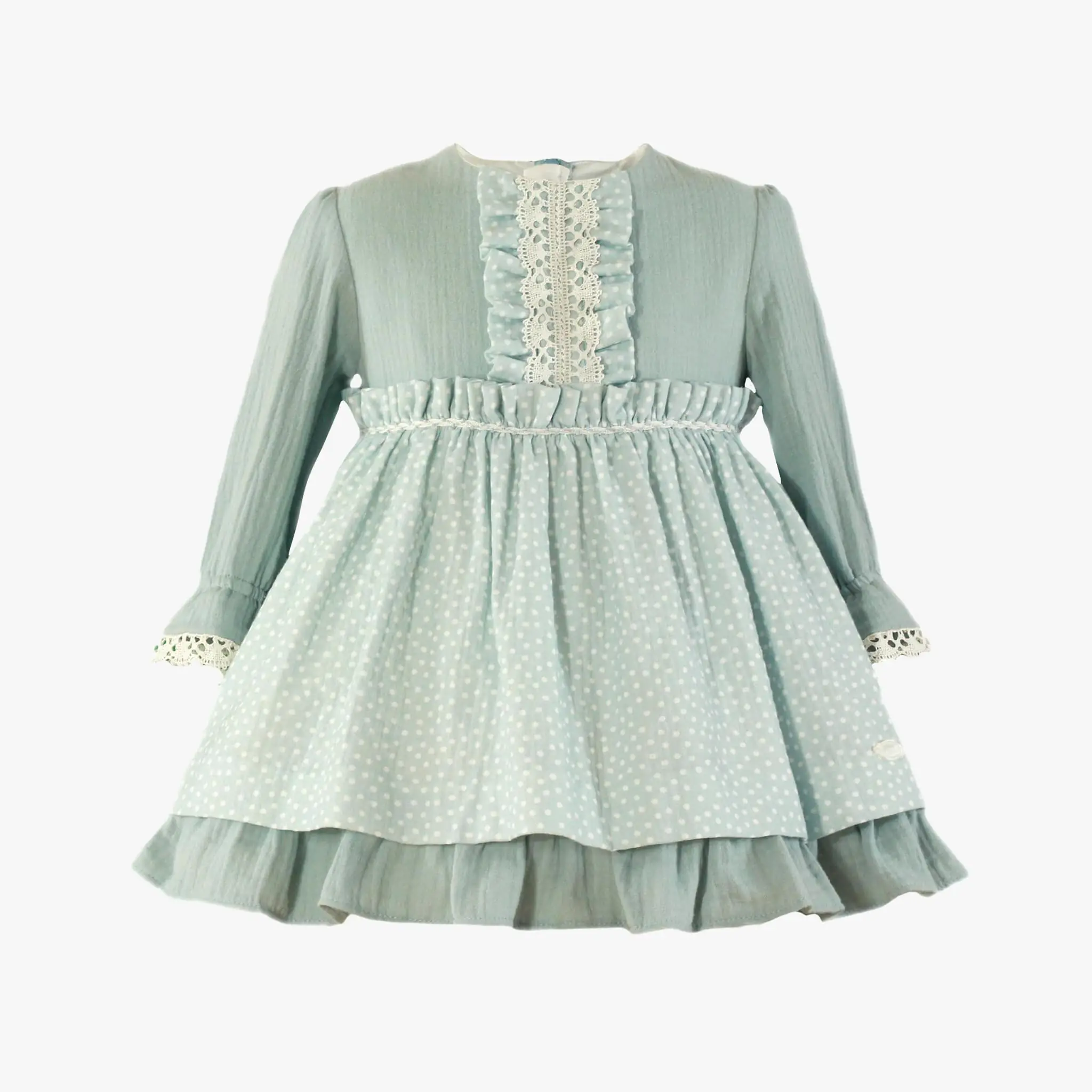 Girls Light Blue & White Ruffle Dress