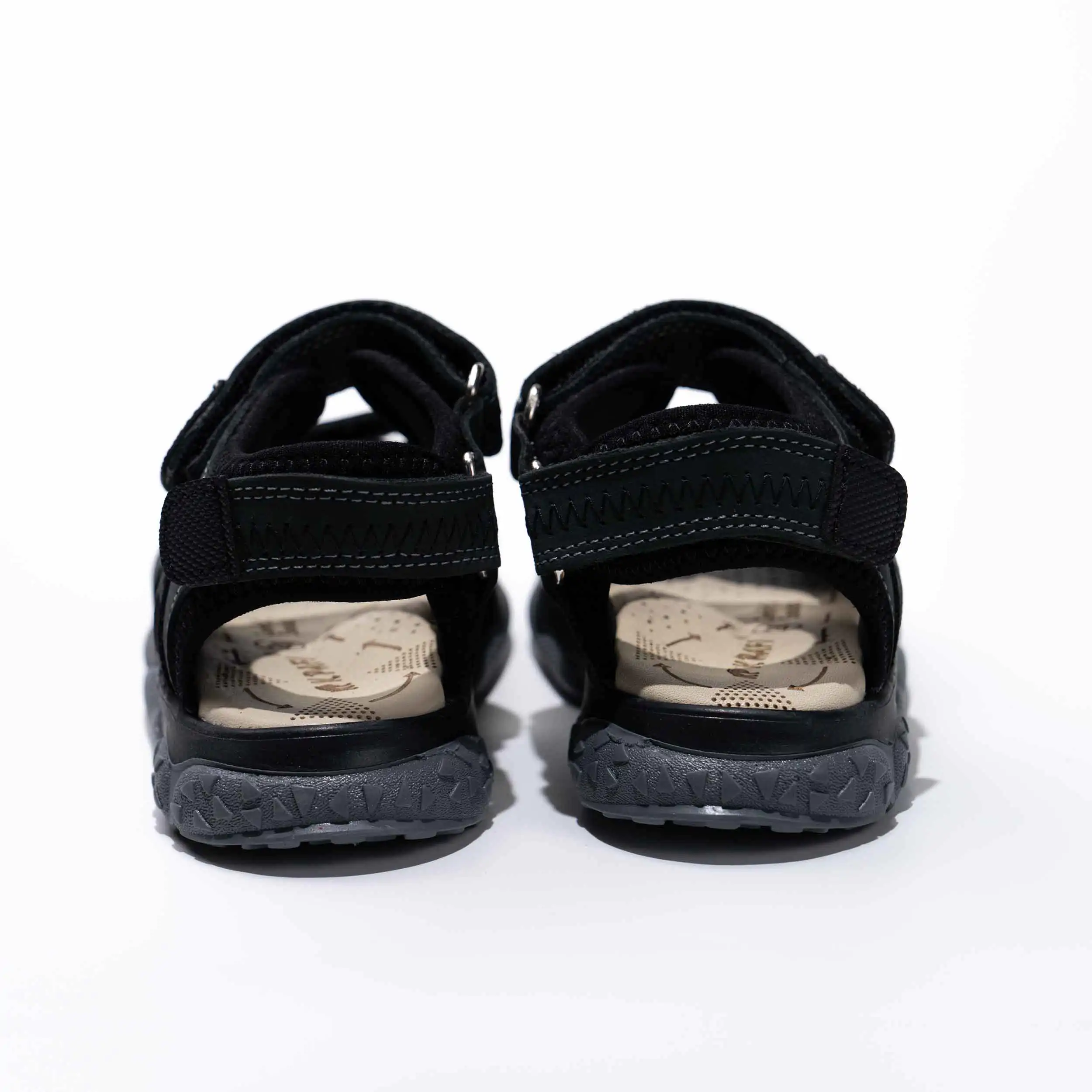 Boys Black Leather Sandals