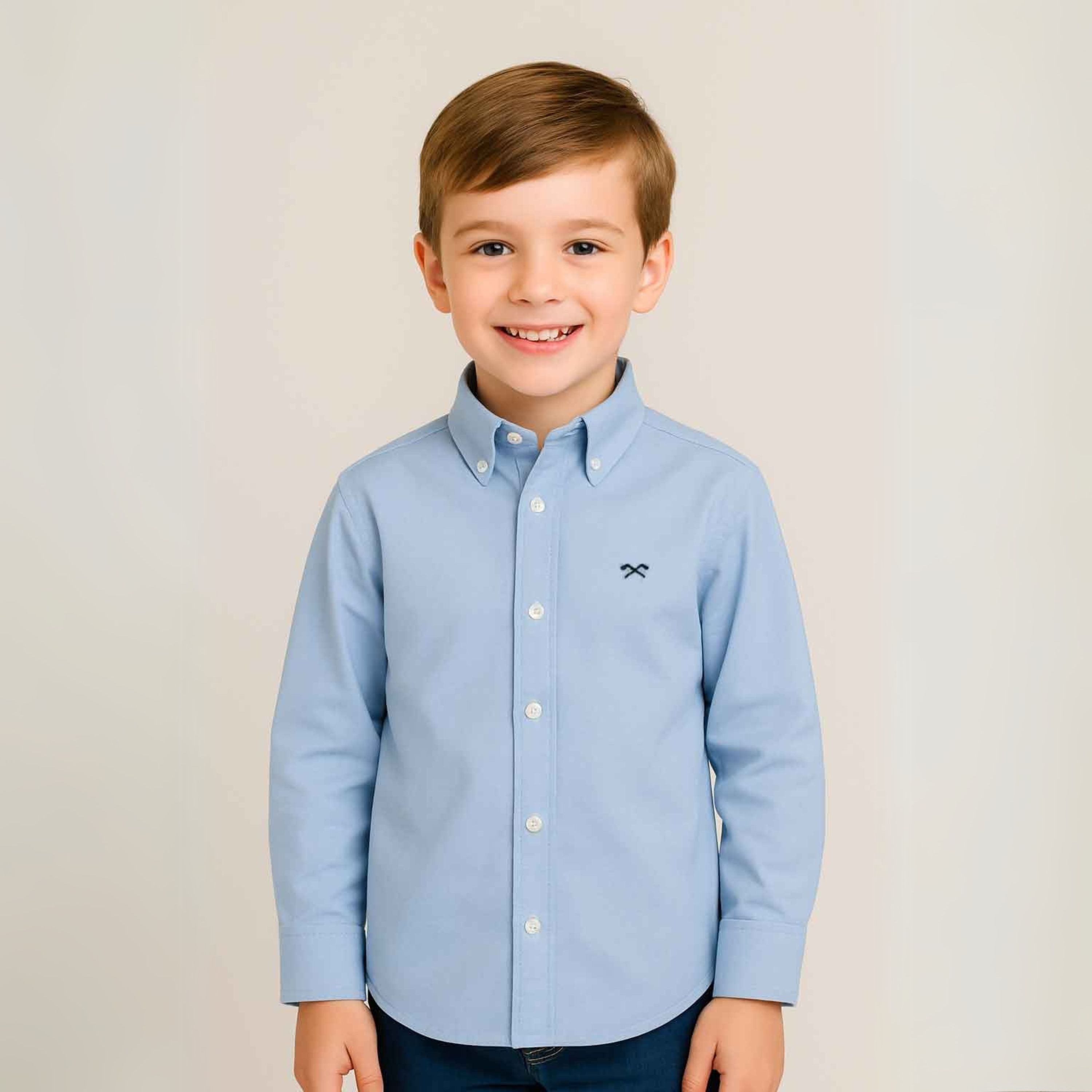 Boys Blue Cotton Dress Shirt