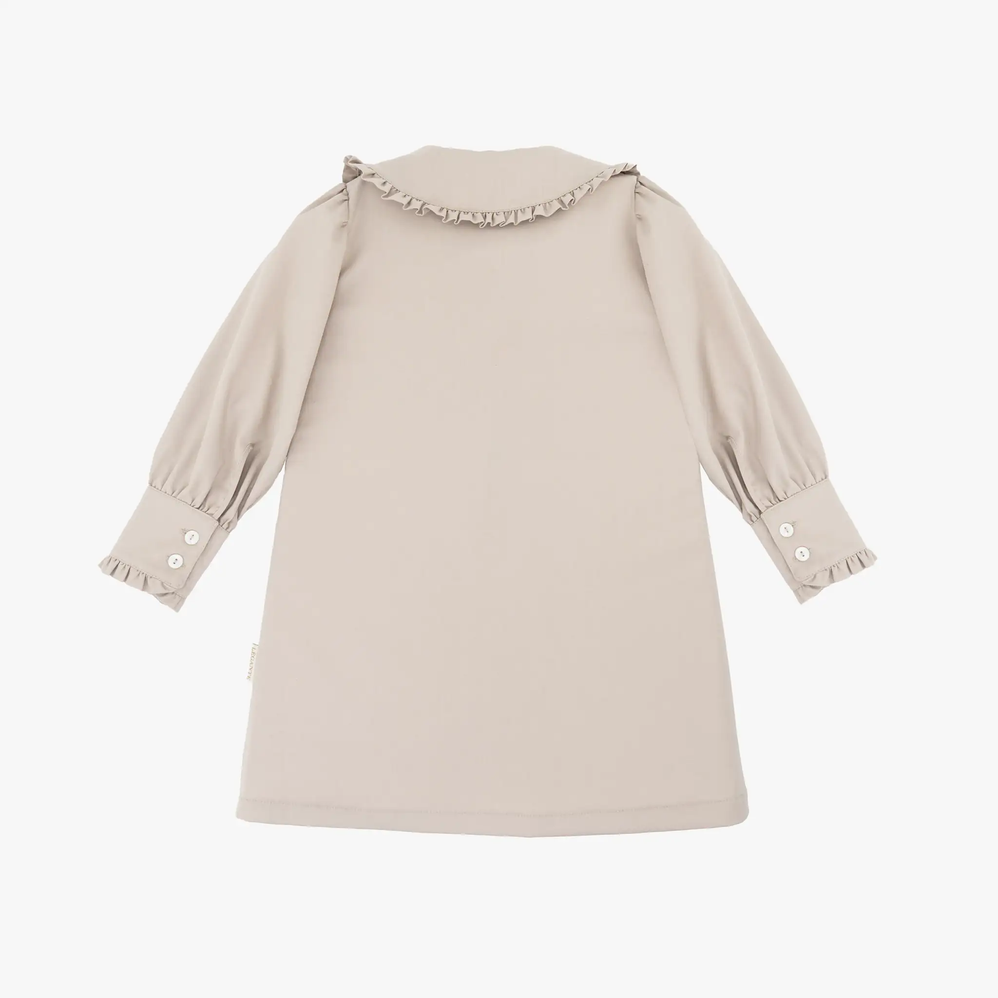 Girls Pointy Collar Beige Dress