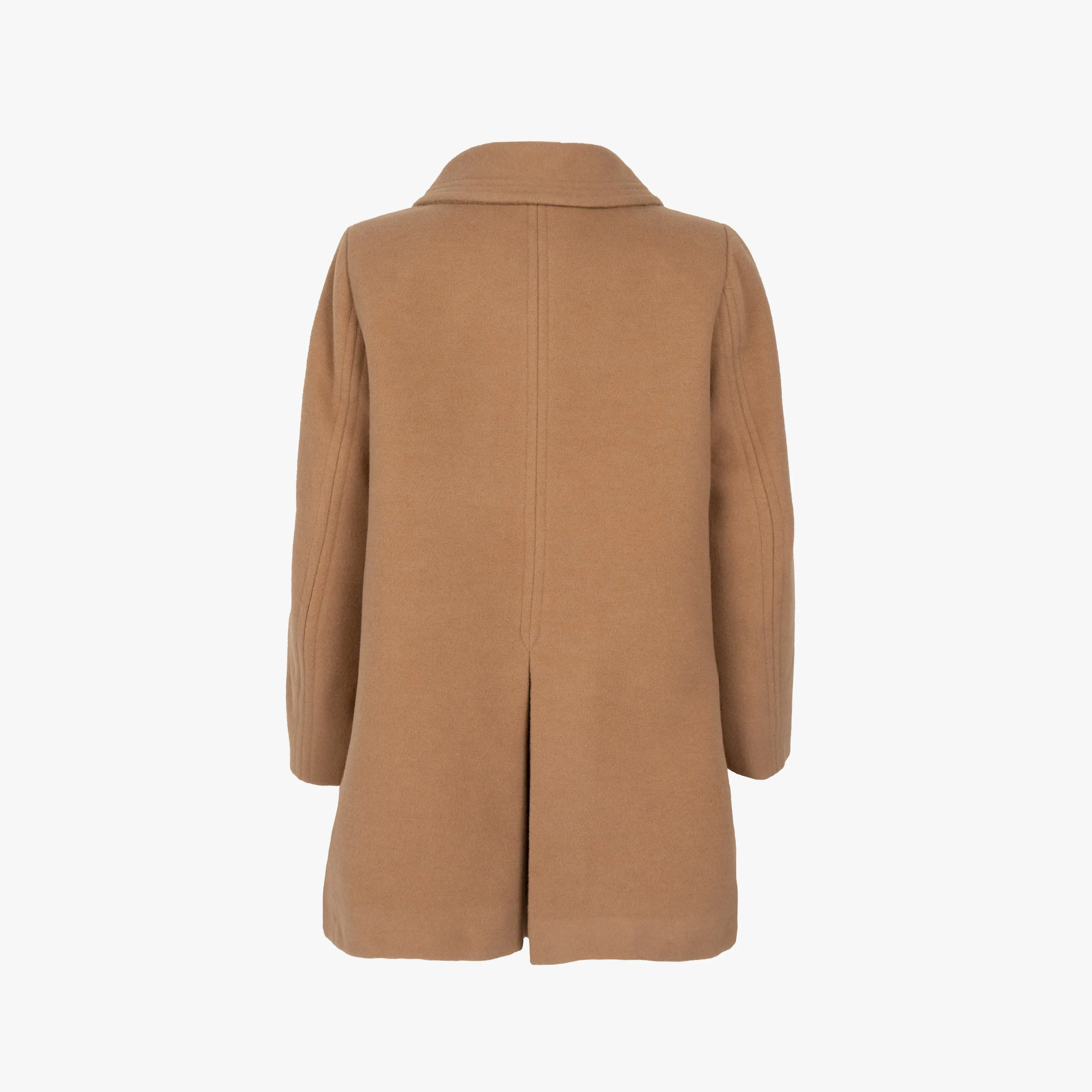 Girls Beige Felt Double-Breasted Coat