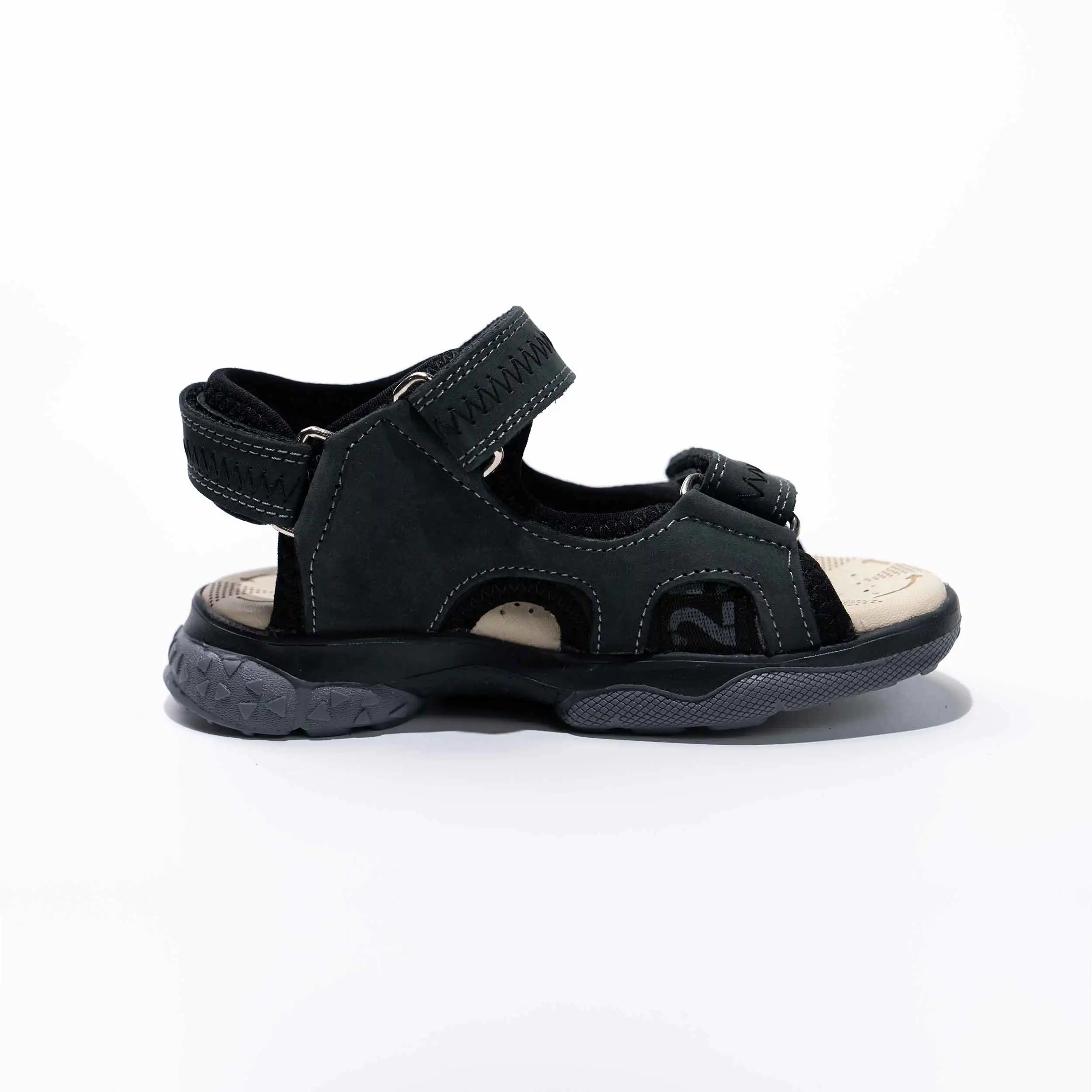 Boys Black Leather Sandals