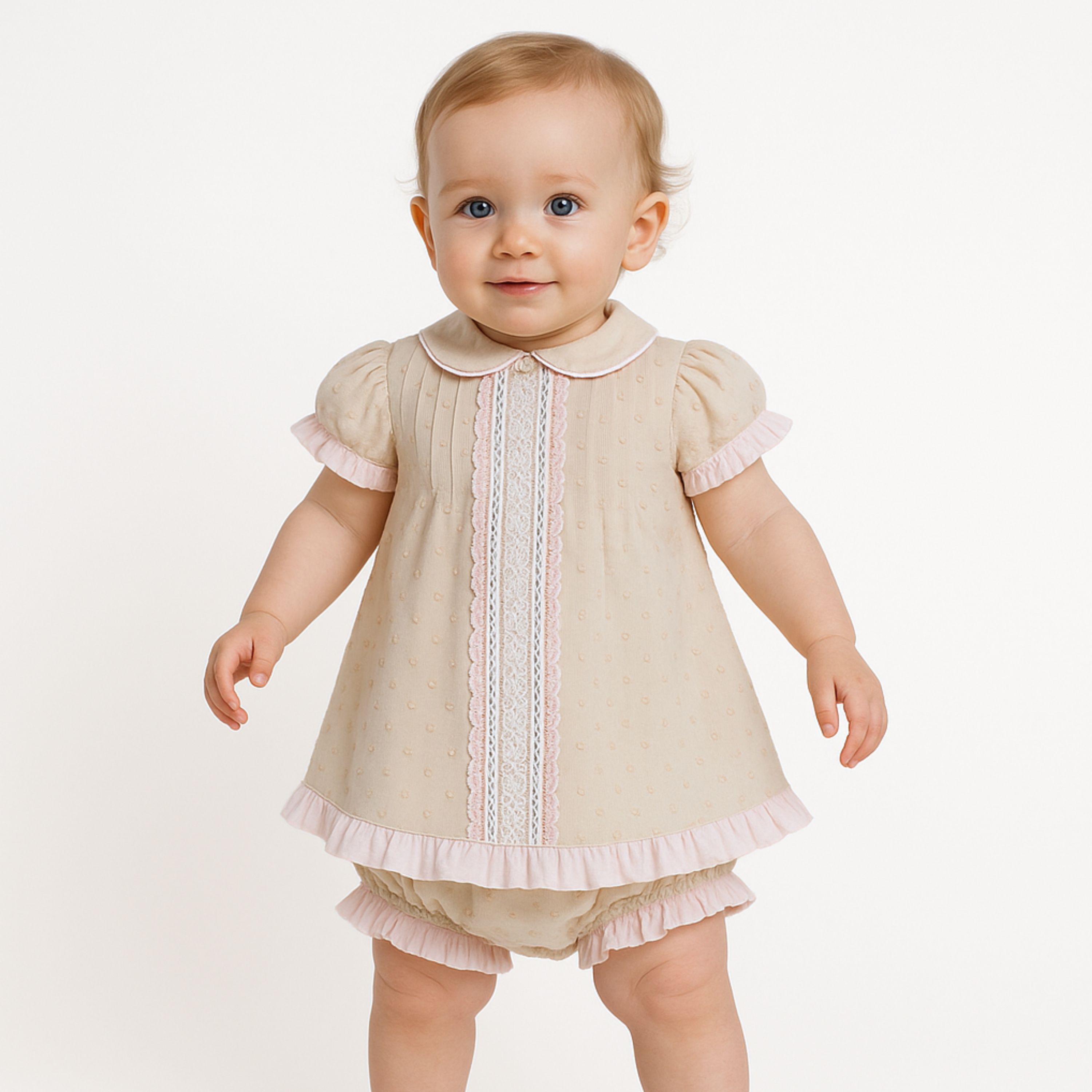 Baby Girls Beige Cotton Dress
