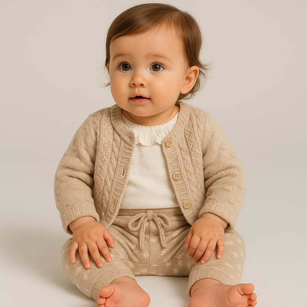 Baby Girls Beige 3-pc Wool Set