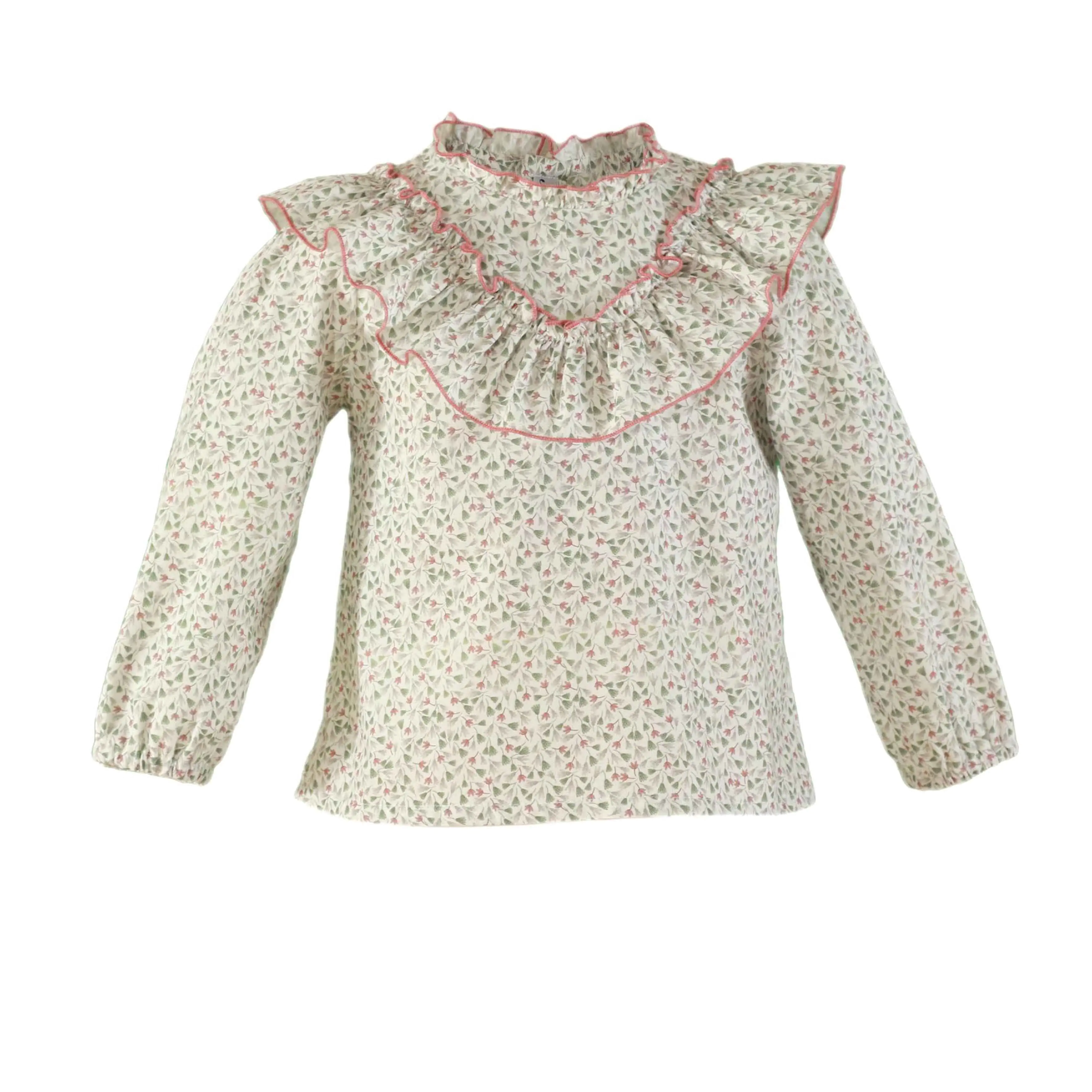 Girls' Floral Ruffle Blouse