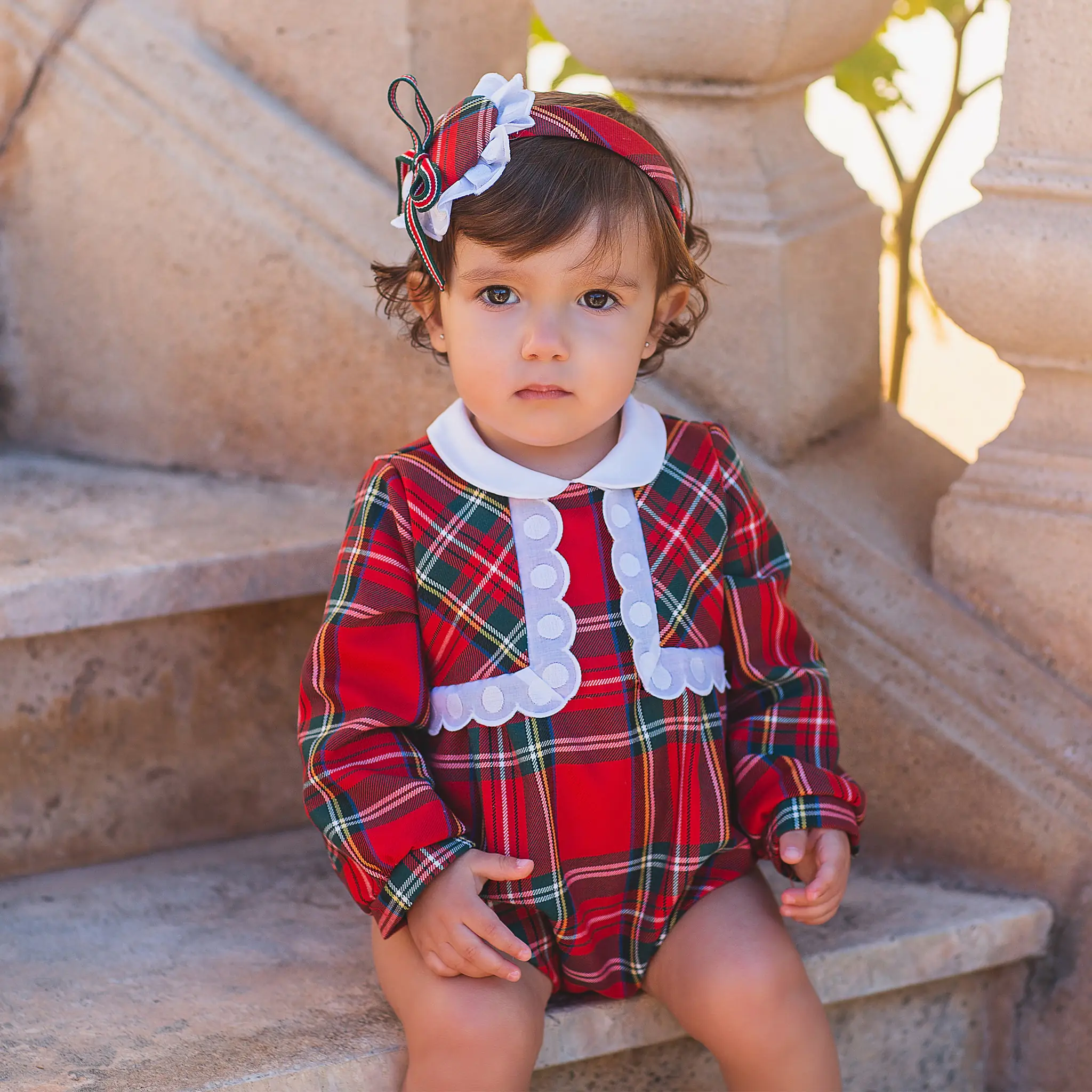 Baby Girl Red Tartan Romper