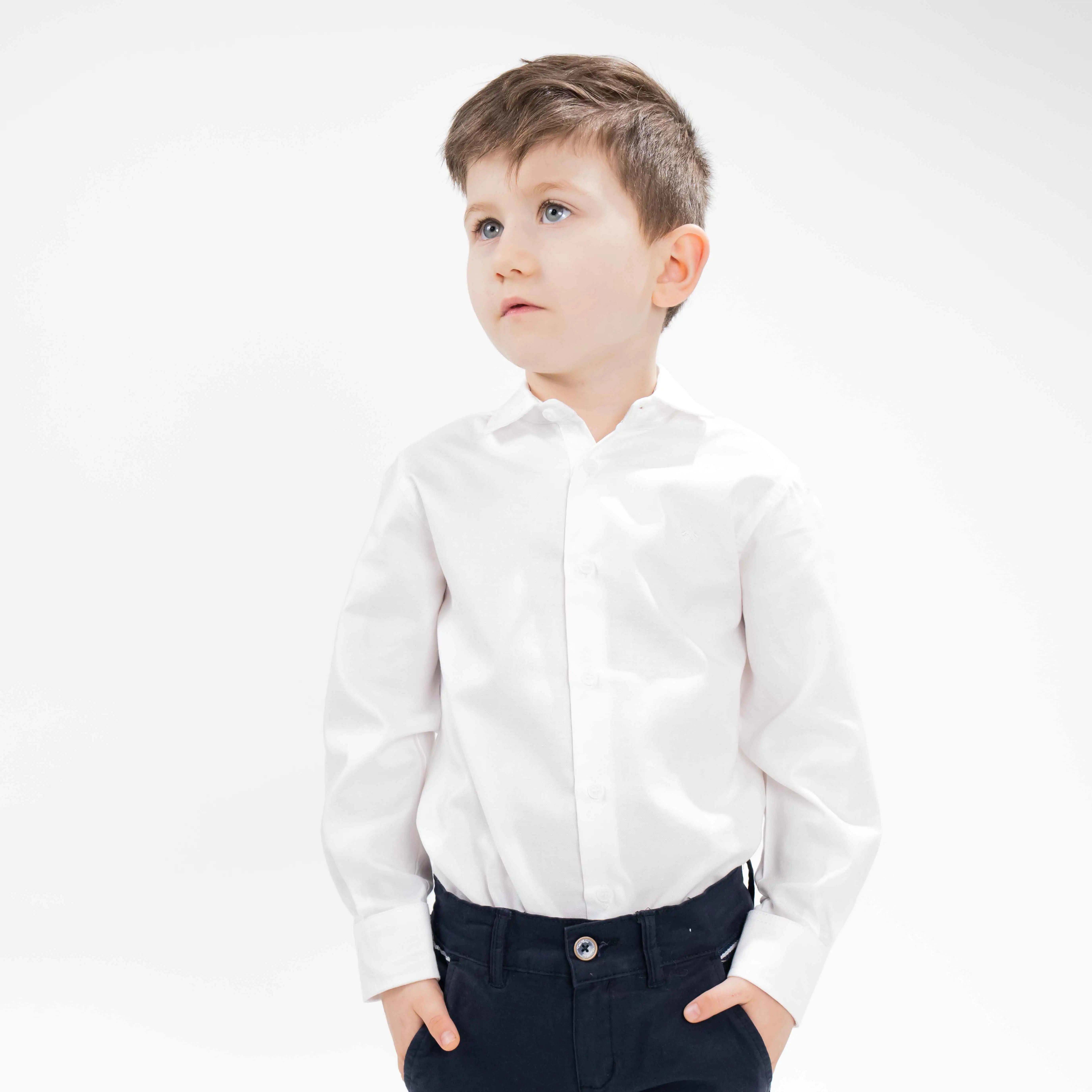 Boys White Cotton Shirt