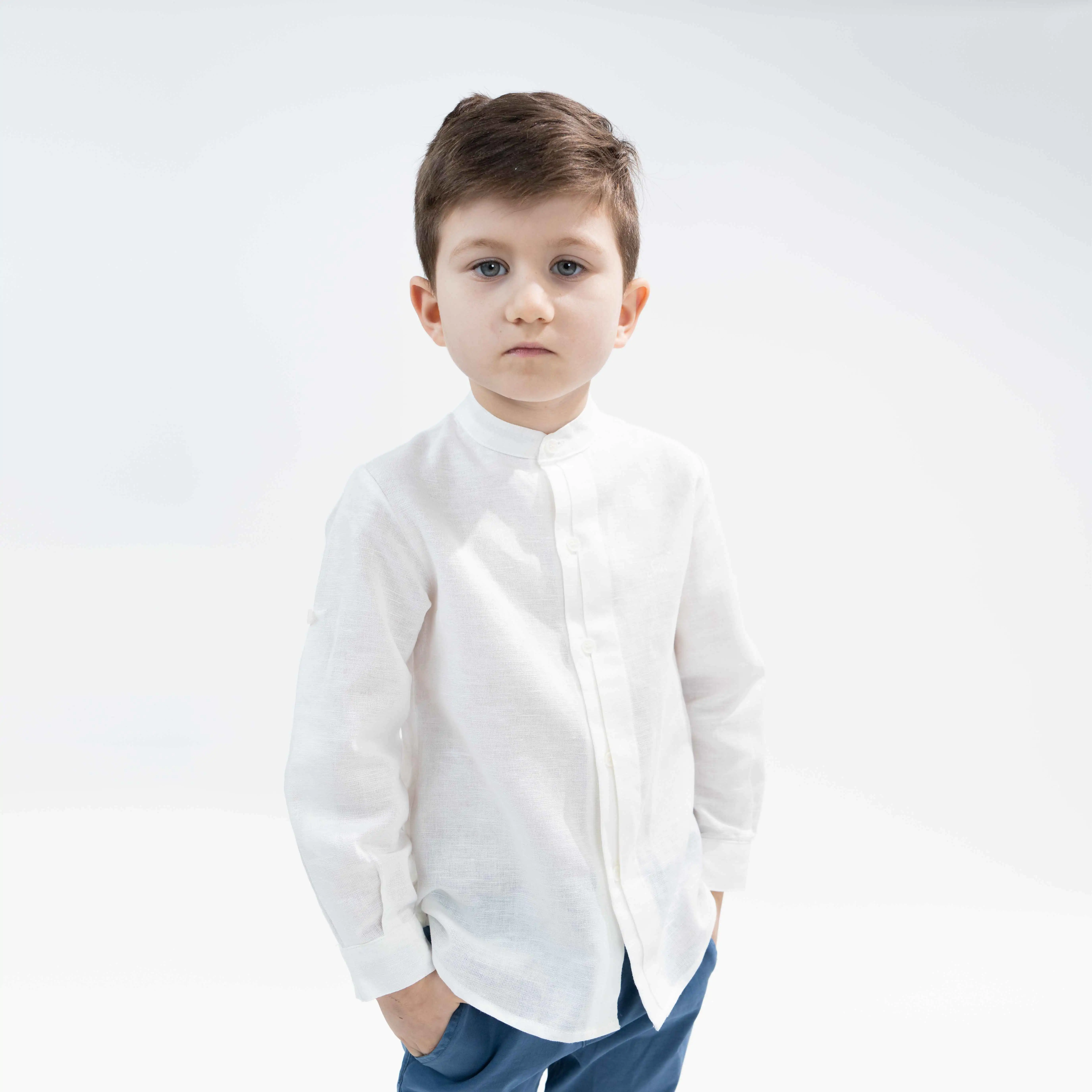 Boys White Linen Shirt