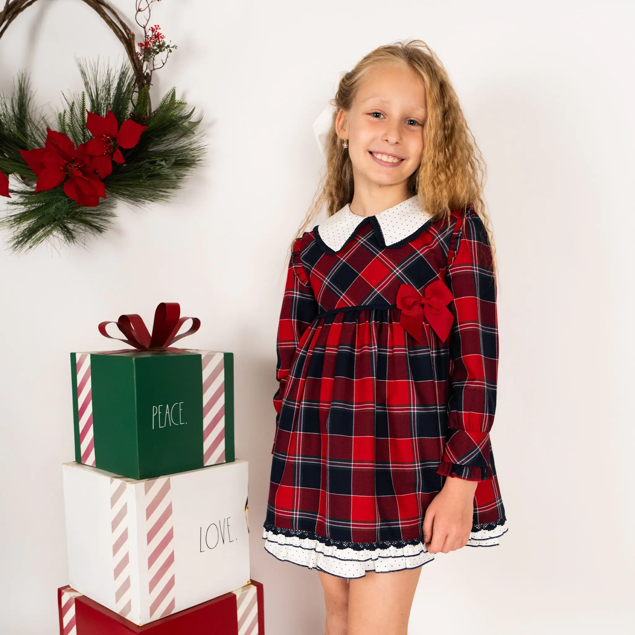 Girls Red & Blue Tartan Dress