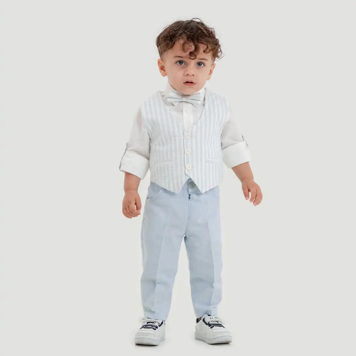 Baby fashion boy white linen pants