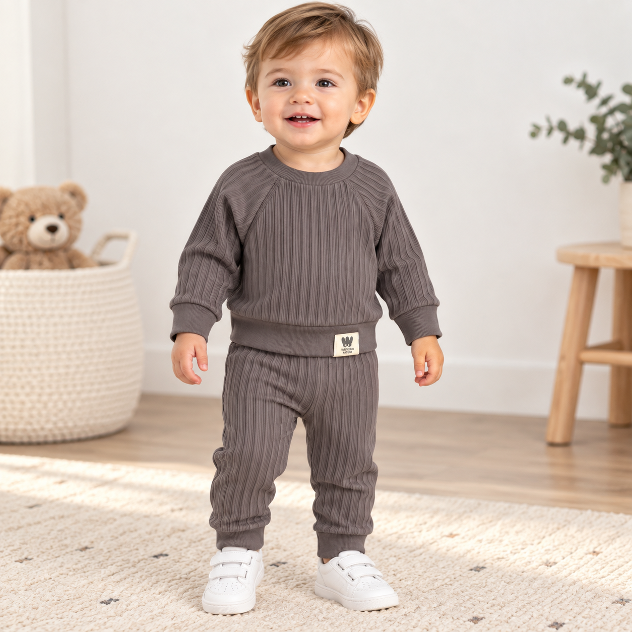 Baby Boy Ribbed Cotton Two-Piece Set