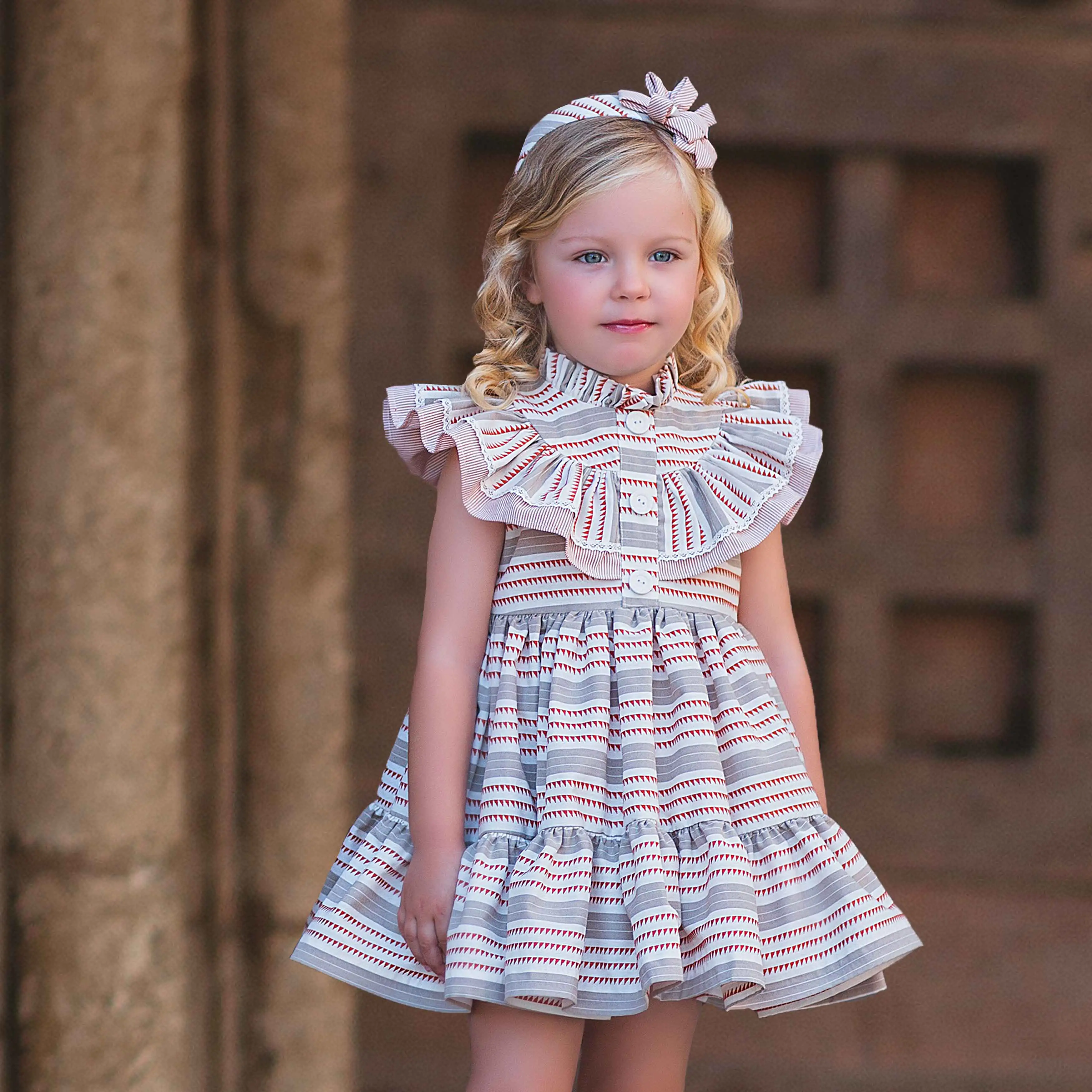 Baby Girls Cotton Beige Dress