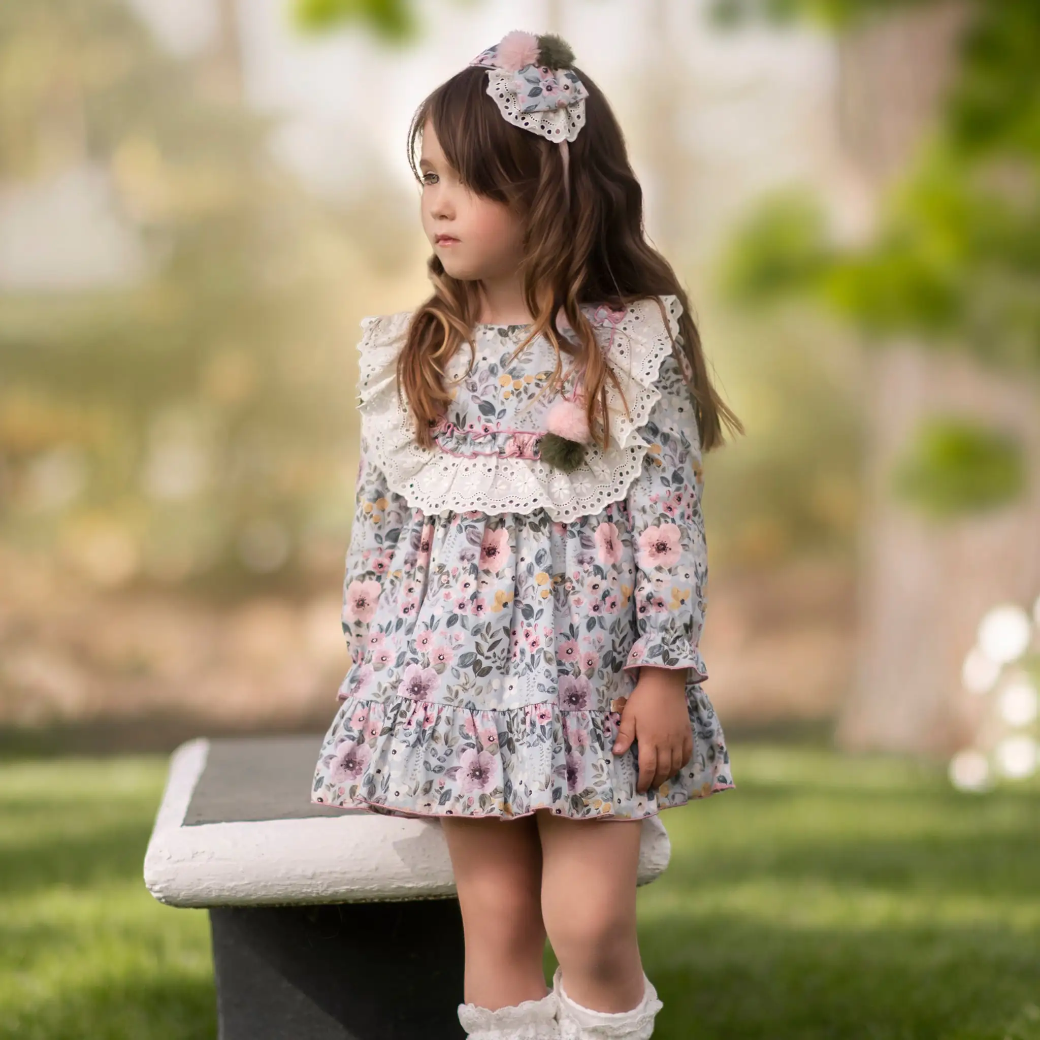 Girls Blue Floral Dress